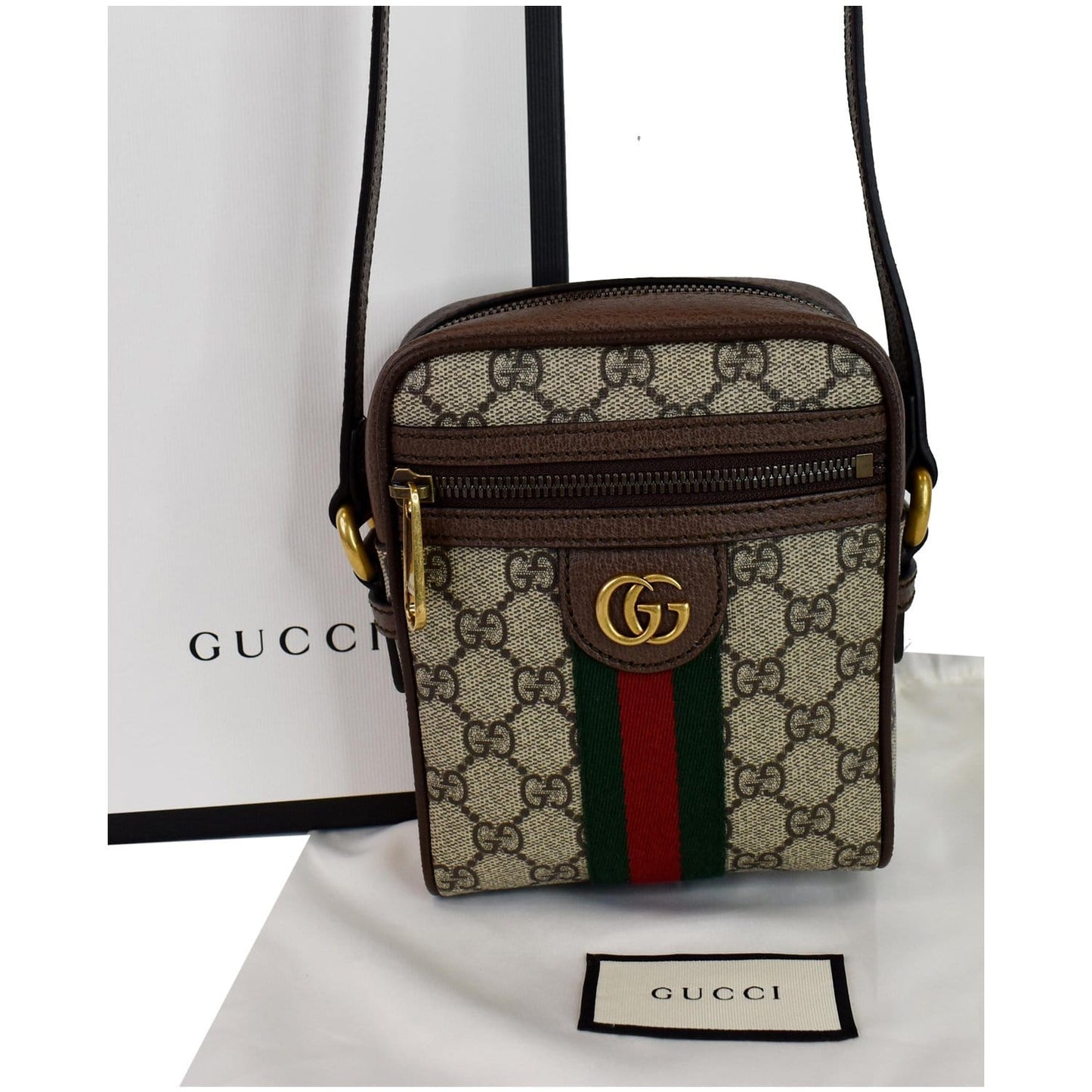 Gucci Ophidia Supreme Shoulder Bag Canvas Beige Beige 598127