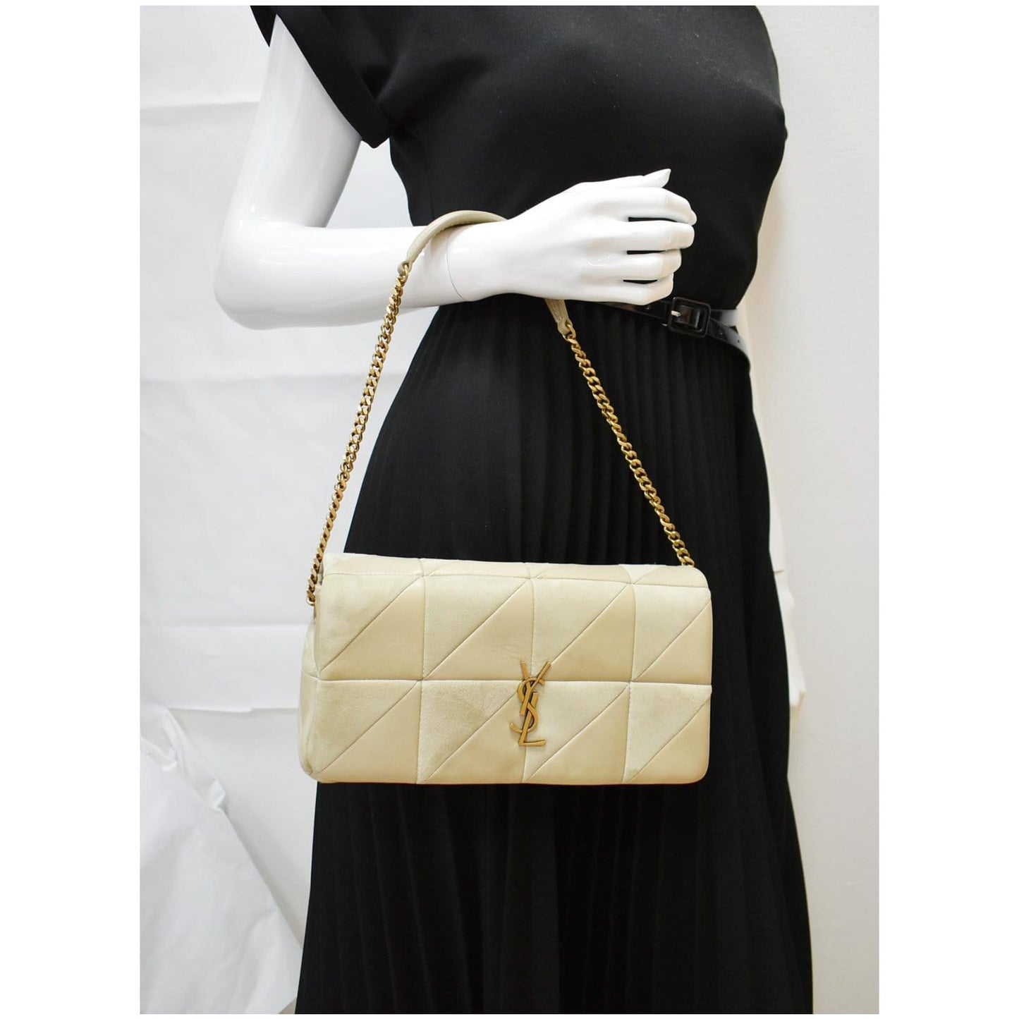 YSL Saint Laurent Saint Jamie Shoulder Bag Sea Salt Leather Suede