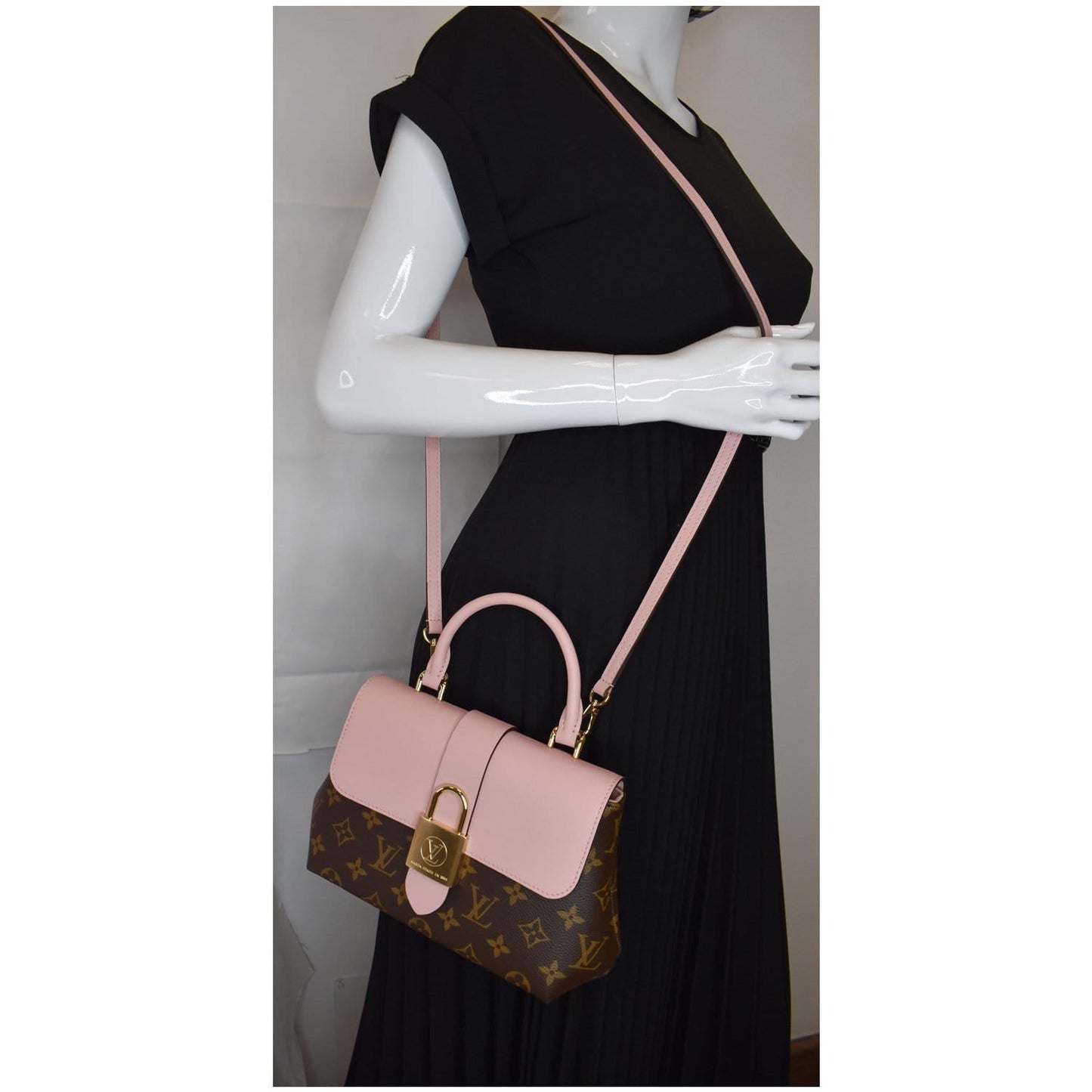 Louis Locky Bb Crossbody Bag Rose Poudre Canvas Monogram Rose Poudre