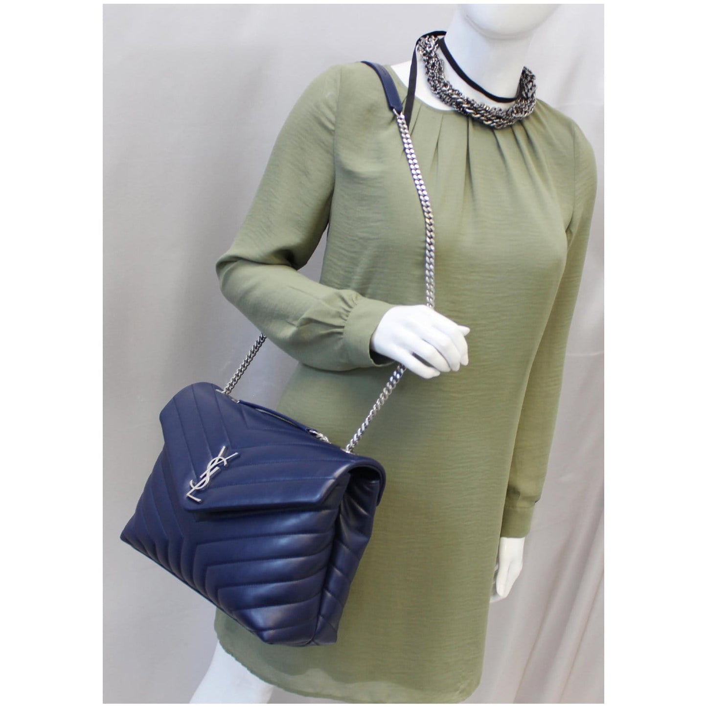 YSL Saint Laurent Saint Loulou Calfskin Shoulder Bag Matelasse Monogram