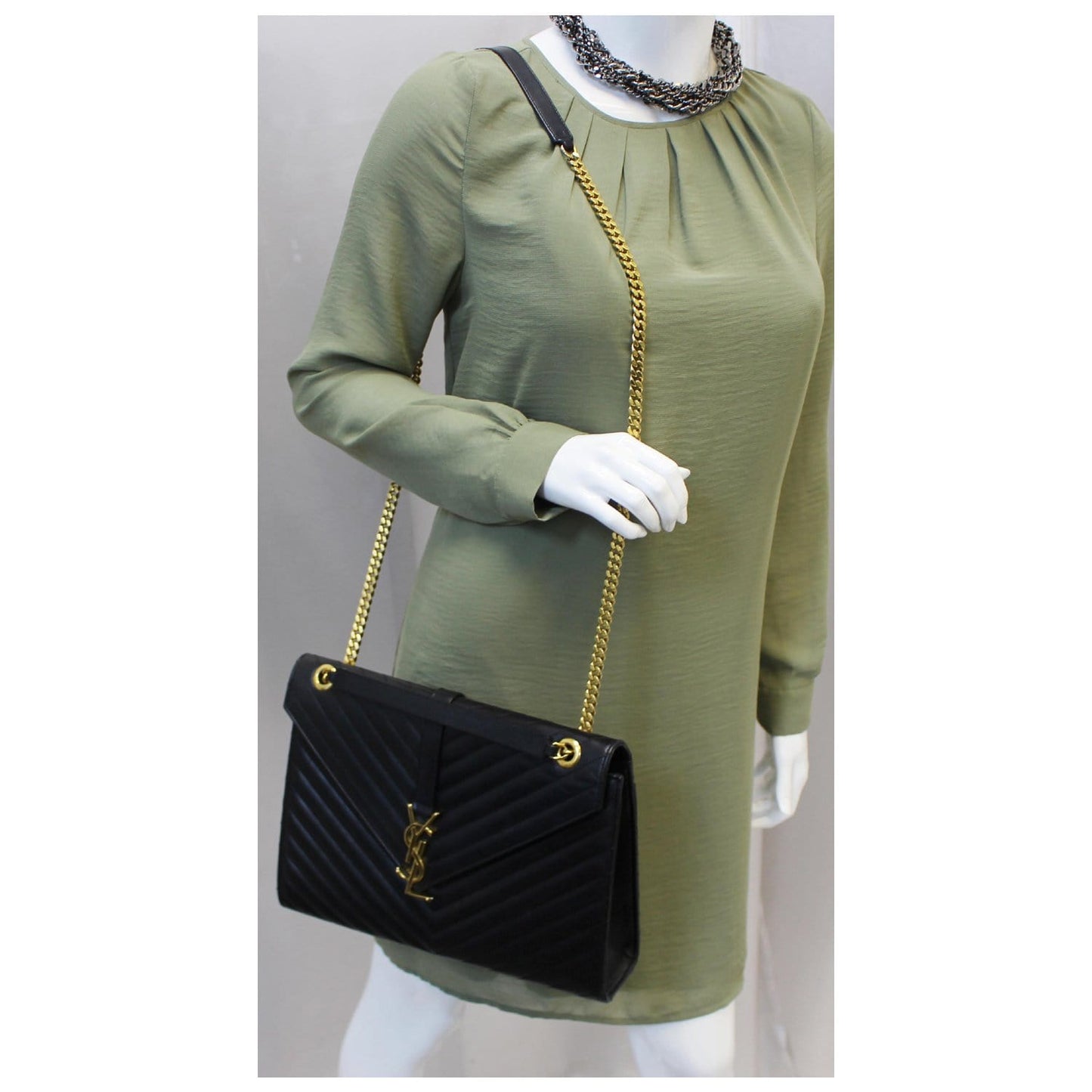 YSL Saint Laurent Saint Laurent Envelope Shoulder Bag Black Large