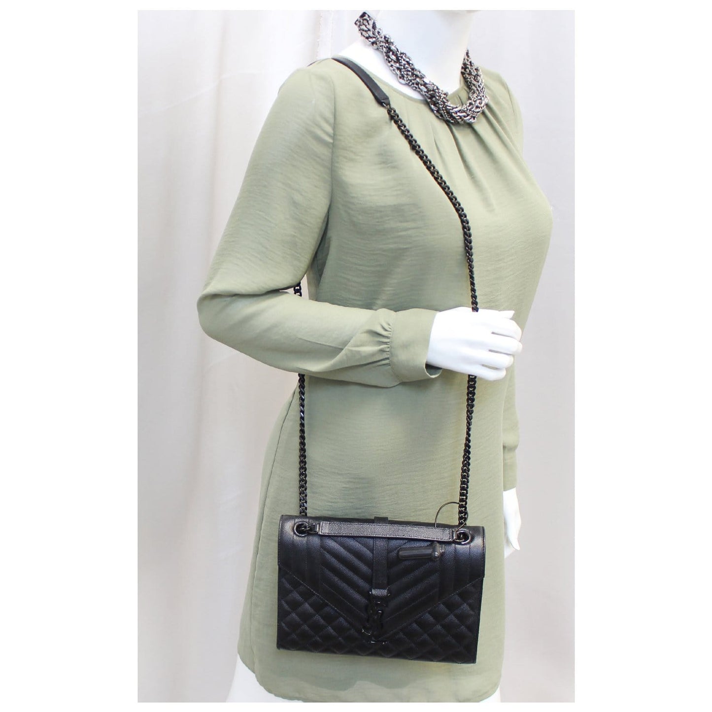 YSL Saint Laurent Saint Laurent Envelope Shoulder Bag Black Medium
