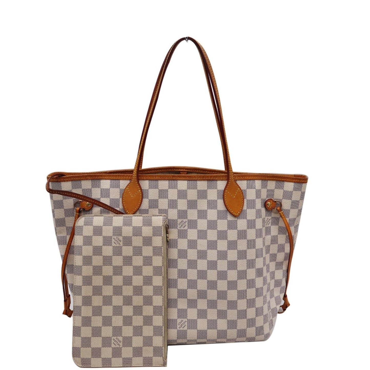 Louis Neverfull Mm Damier Azur Tote Bag White