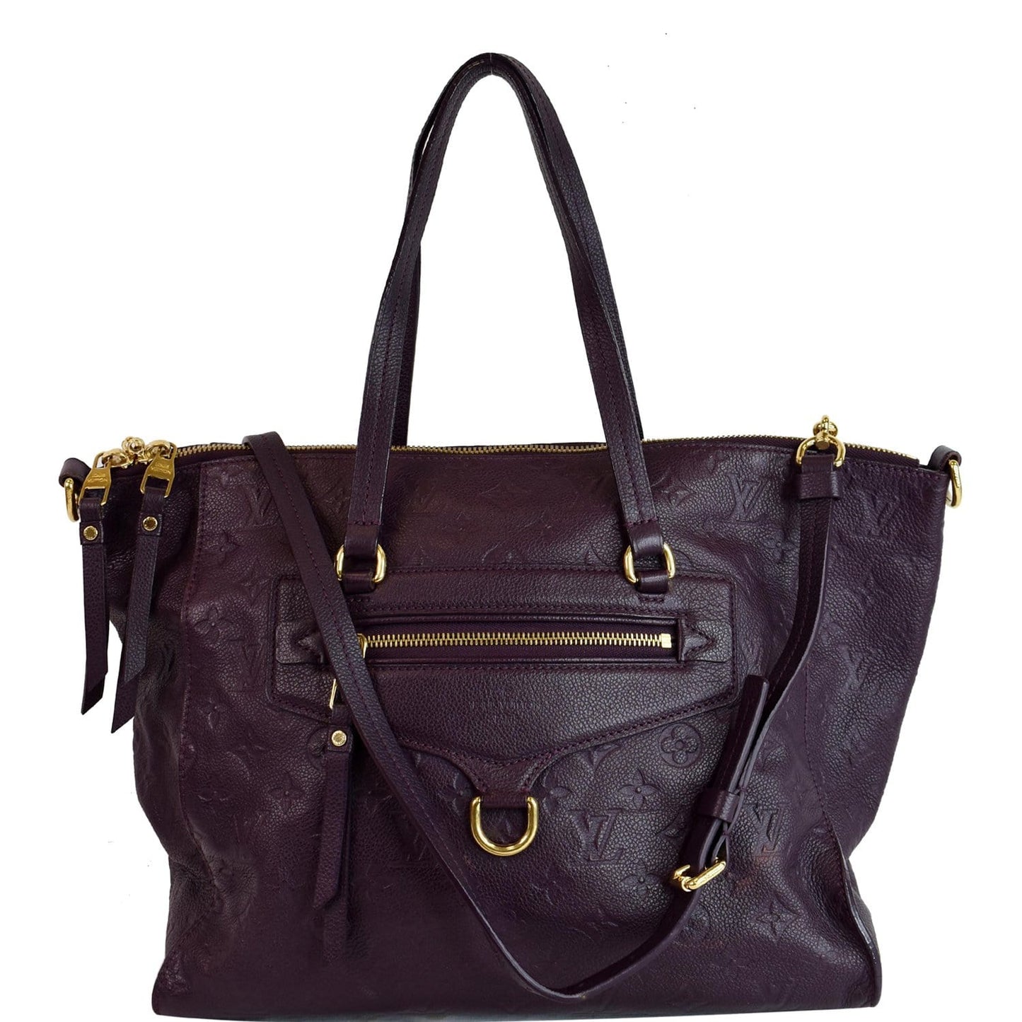 Louis Lumine Pm Empreinte Shoulder Bag Plum Leather Monogram