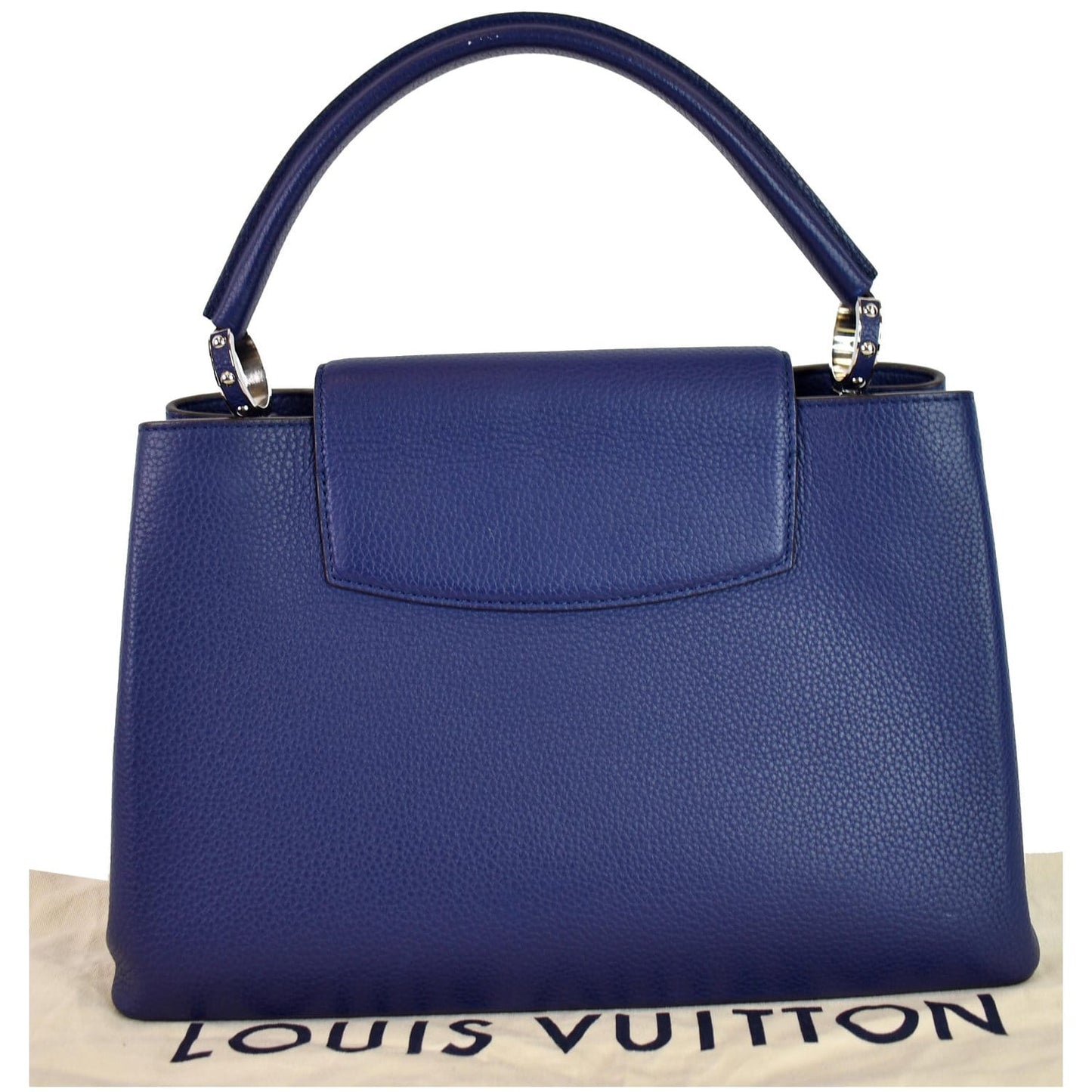 Louis Capucines Mm Taurillon Satchel Bag Leather Blue Travel Bag