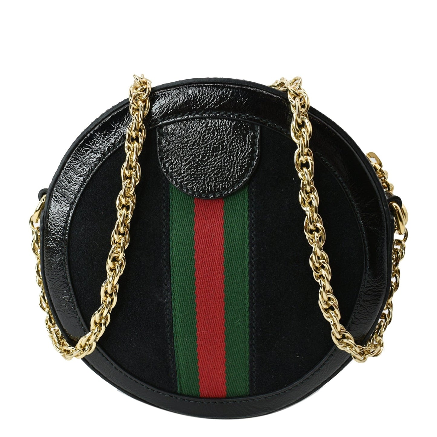 Gucci Ophidia Round Web Crossbody Bag Leather Black