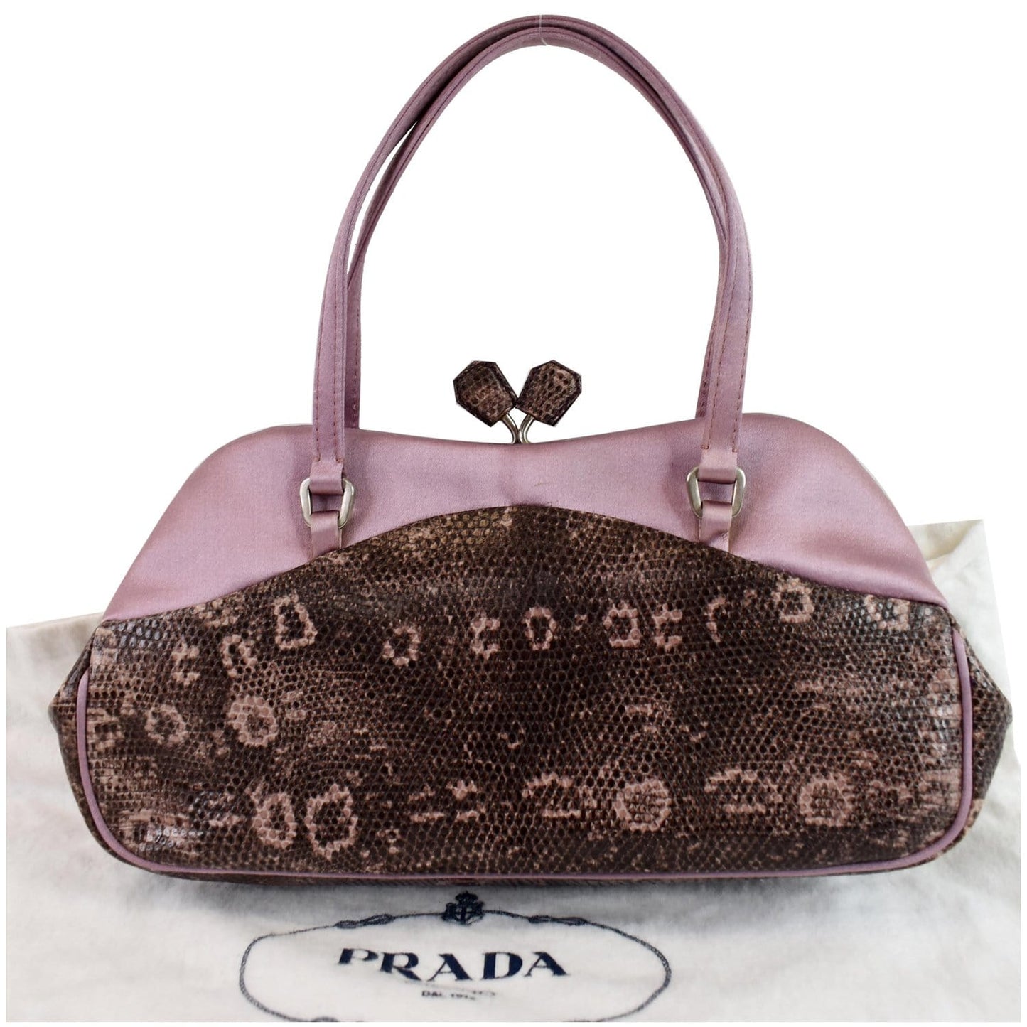 Prada Sera Lizard Skin Satchel Bag Purple Travel Bag