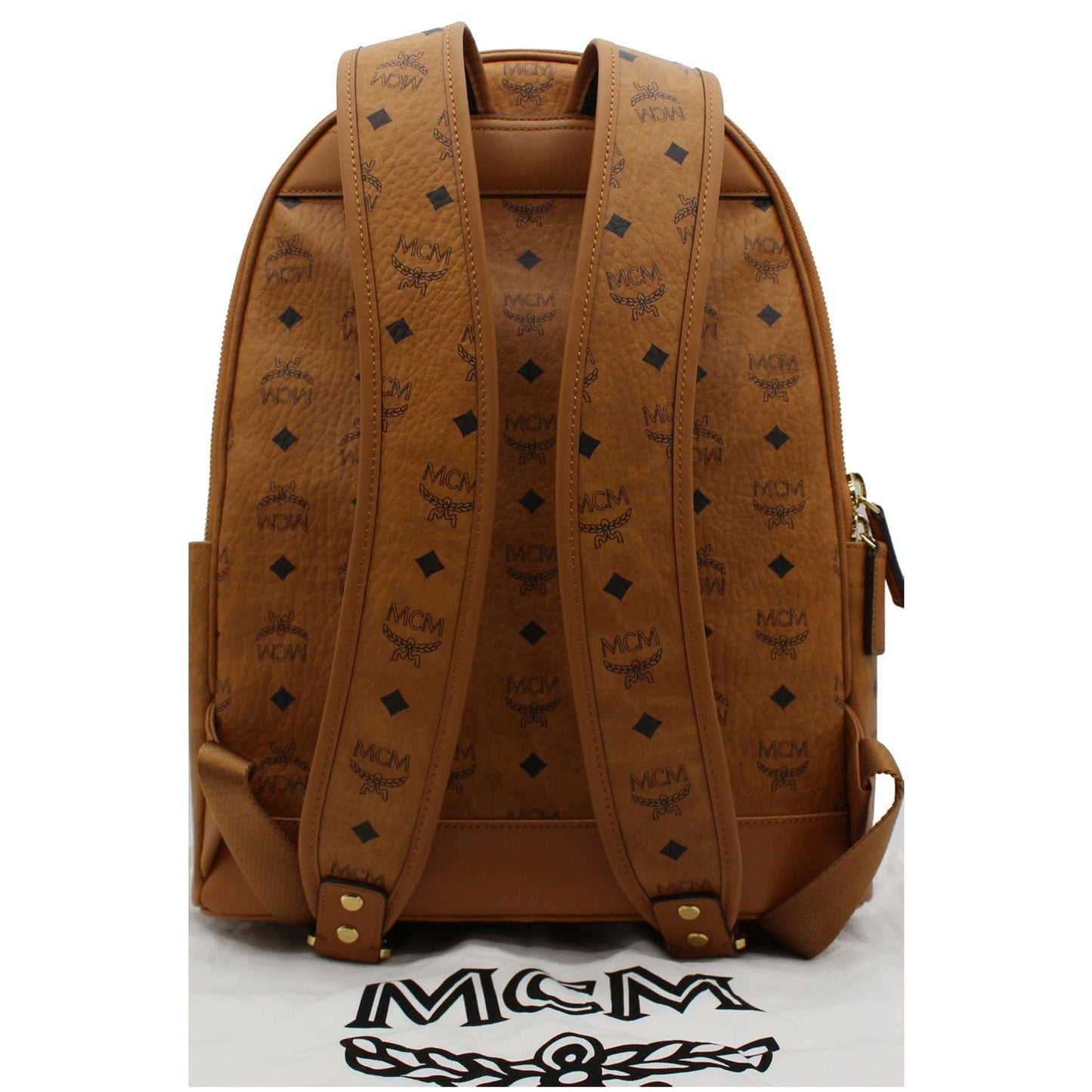 MCM Stark Classic Visetos Backpack Bag Cognac Canvas