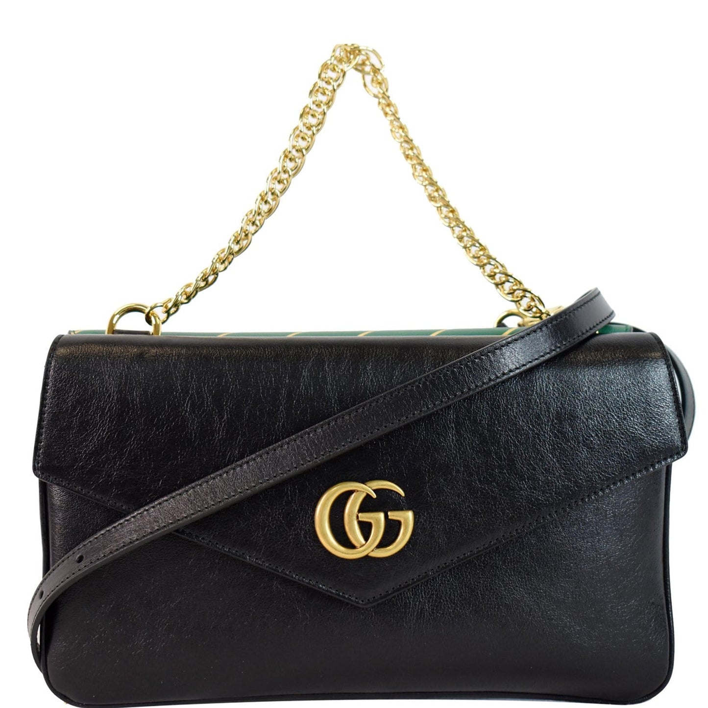 Gucci Thiara Medium Double Smooth Shoulder Bag Leather Black Black 524822