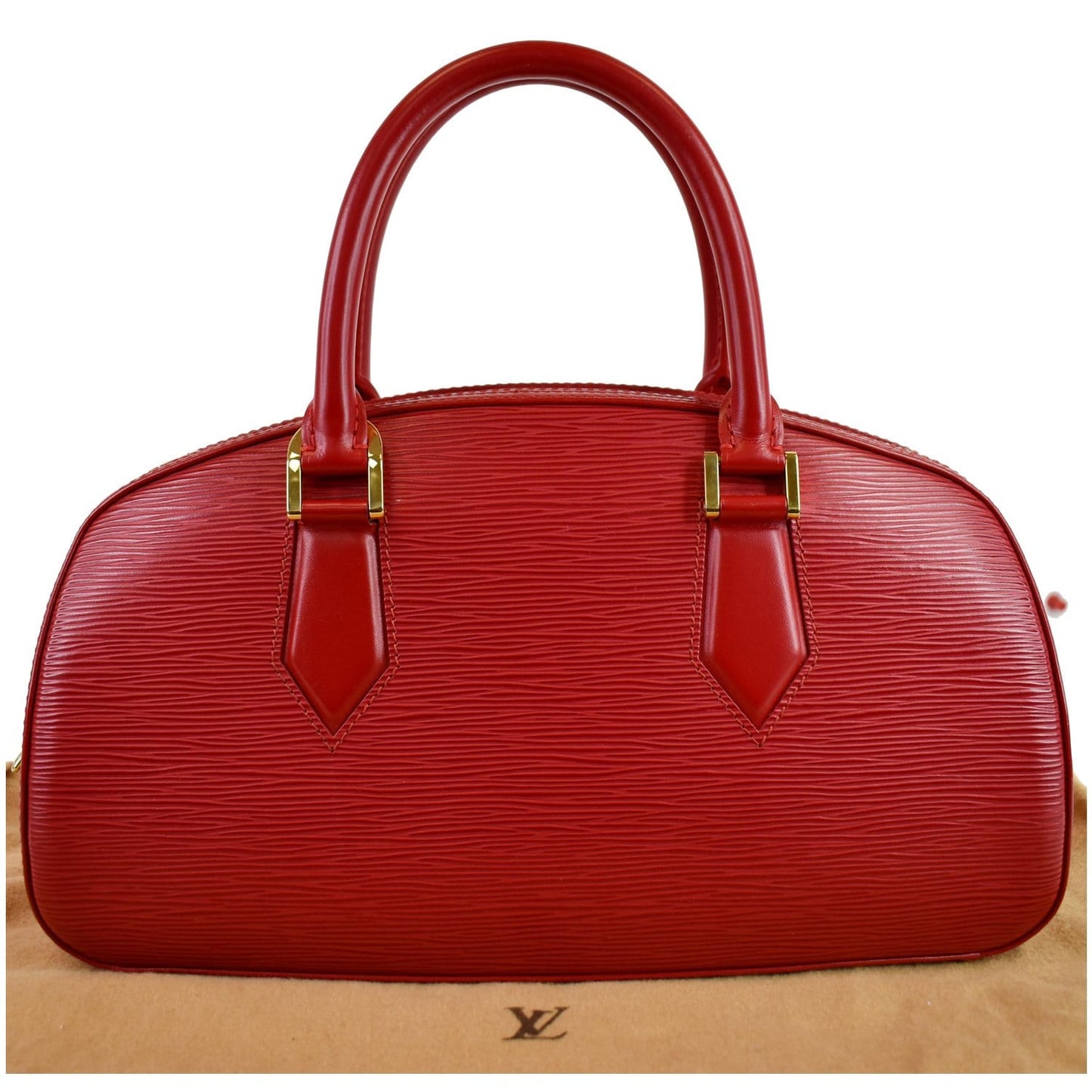 Louis Jasmine Epi Satchel Bag Final Sale Leather Red Travel Bag