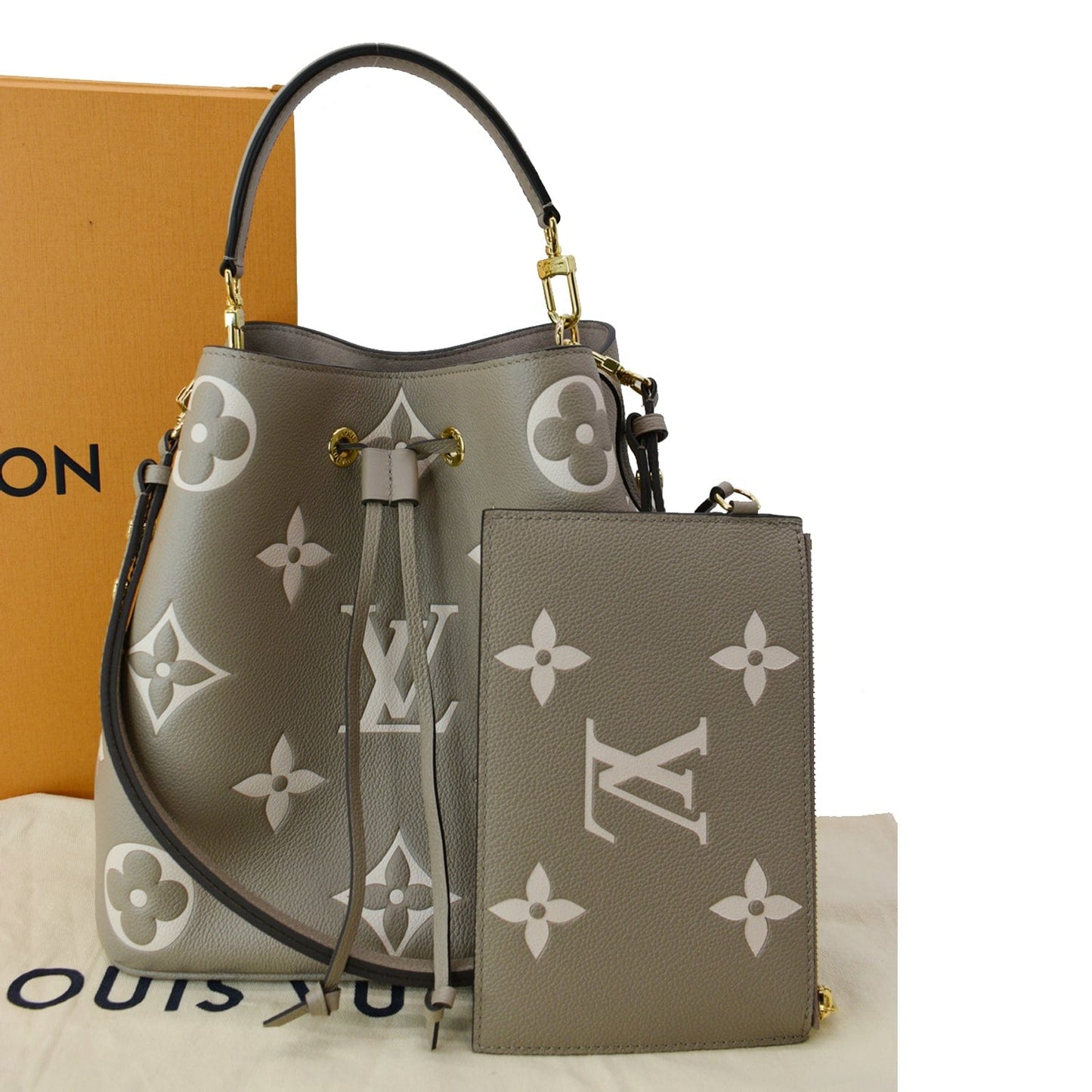 Louis Neonoe Mm Bicolor Empreinte Shoulder Bag Monogram Cream
