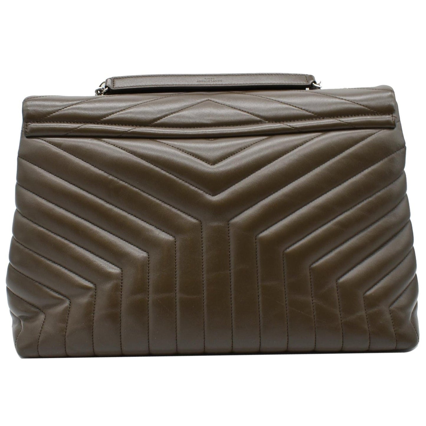YSL Saint Laurent Saint Loulou Chain Shoulder Bag Khaki Matelasse Green