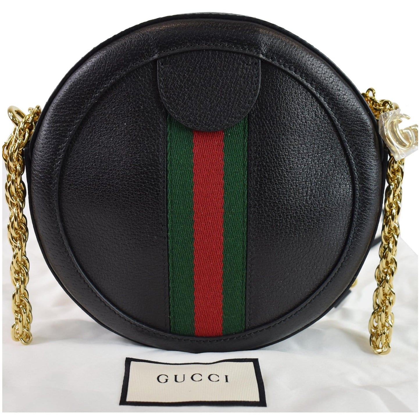 Gucci Ophidia Round Web Crossbody Bag Leather Black Black 550618