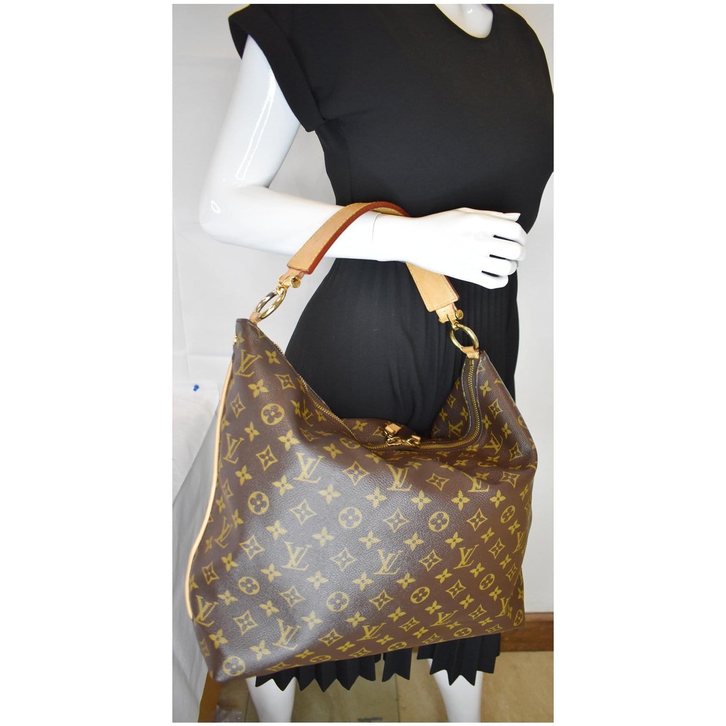Louis Sully Mm Shoulder Bag Canvas Monogram Bag Brown