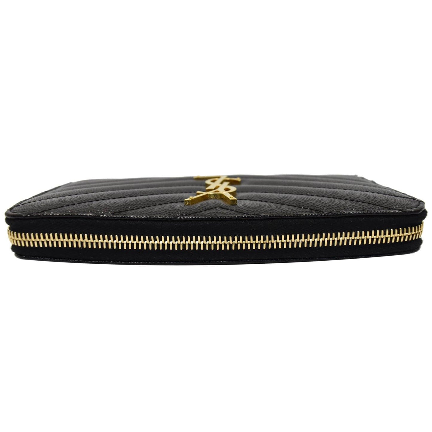 YSL Saint Laurent Saint Zip Around Wallet Clutch Bag Matelasse Black