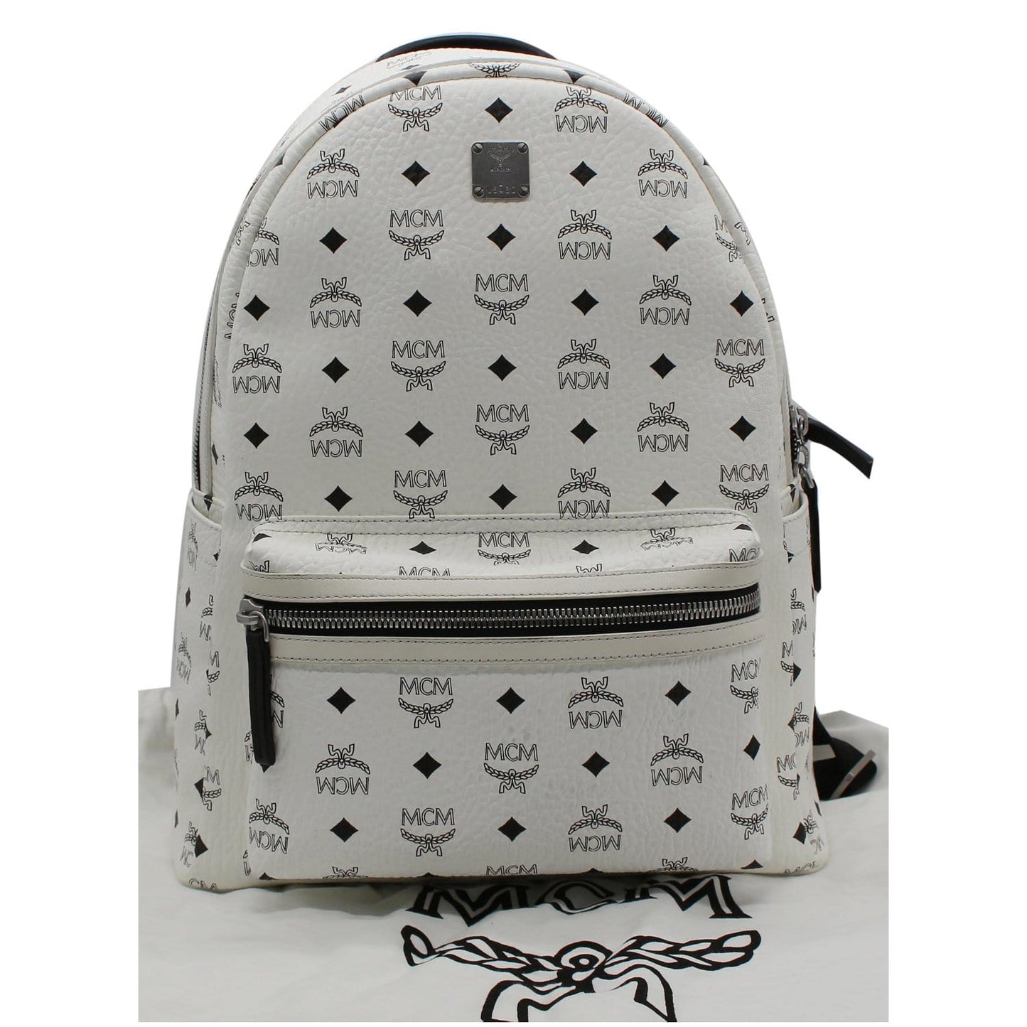 MCM Stark Visetos Coated Backpack Bag Canvas White