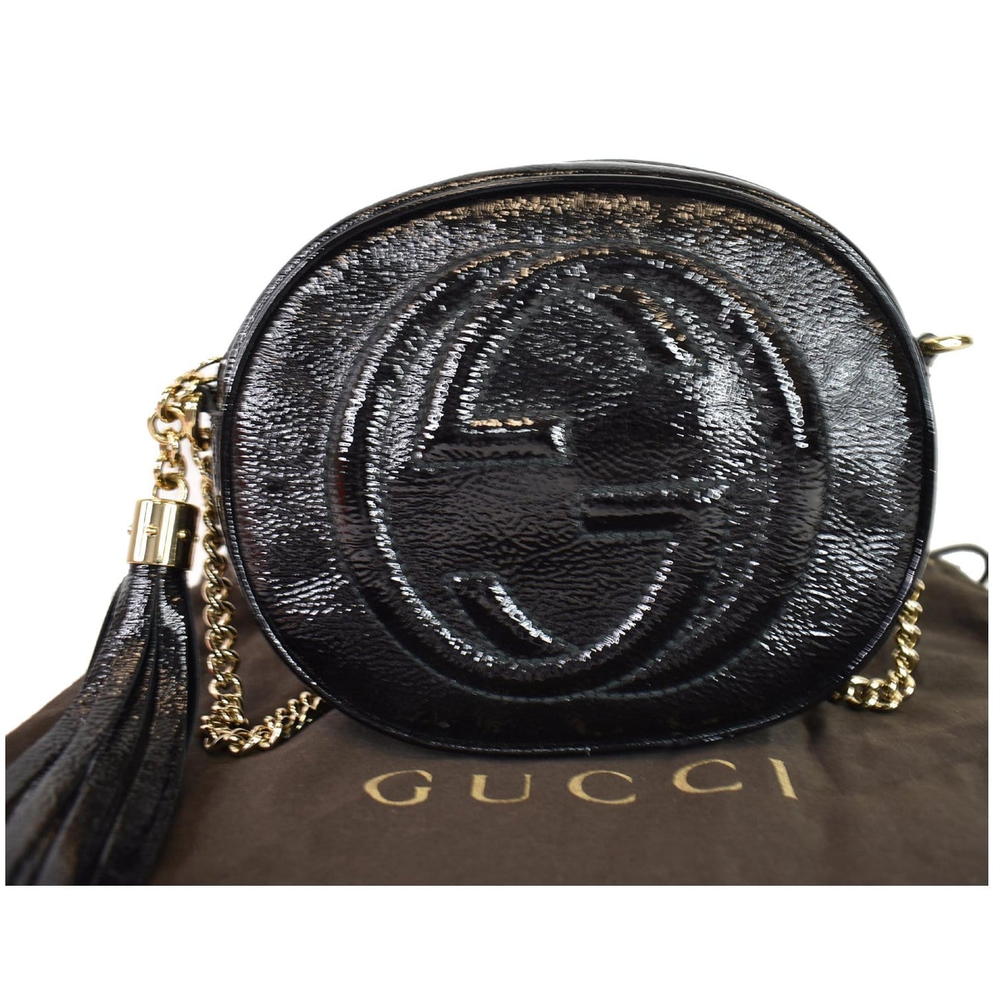 Gucci Soho Pebbled Calfskin Shoulder Bag Black Mini