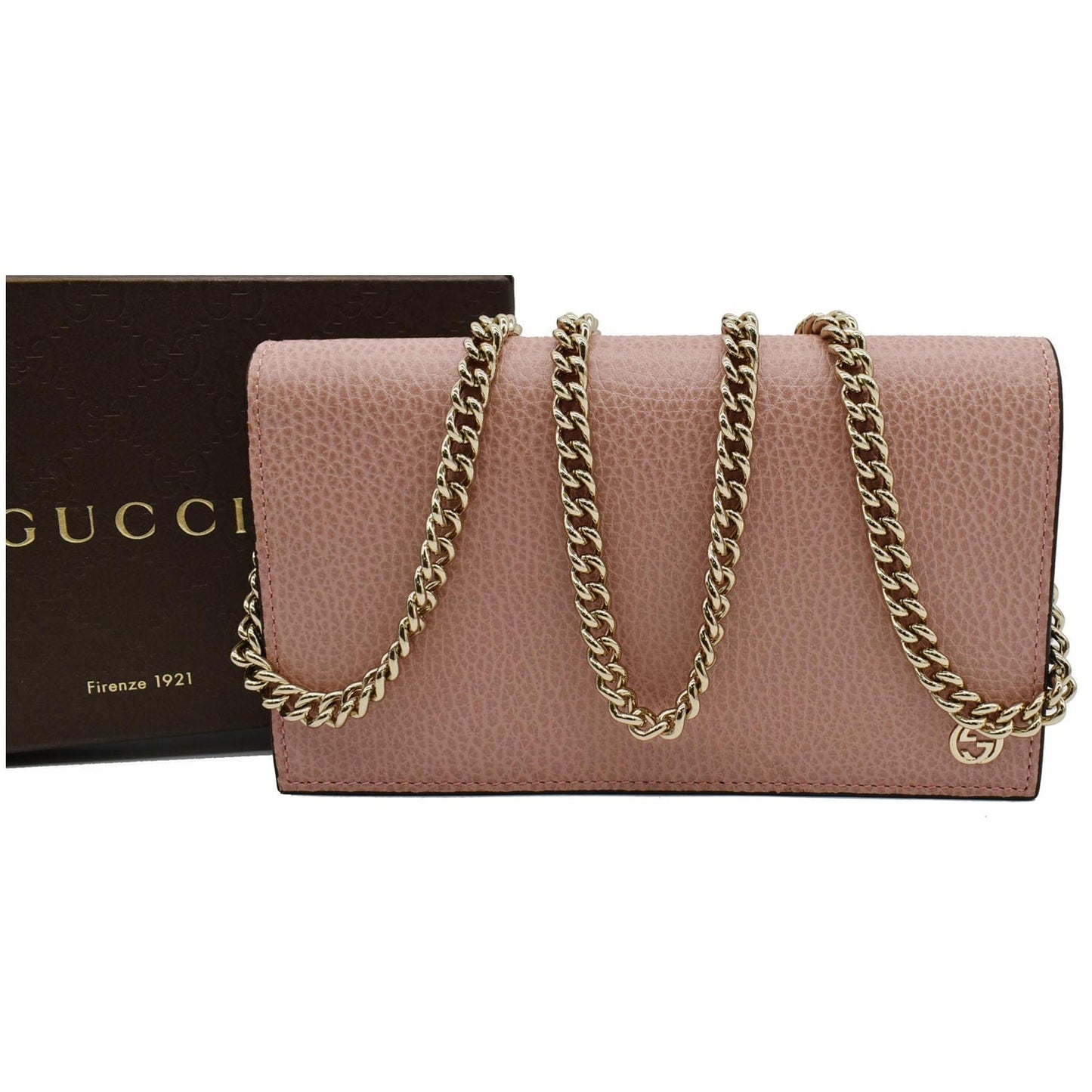 Gucci Wallet Pebbled Clutch Bag Leather Pink