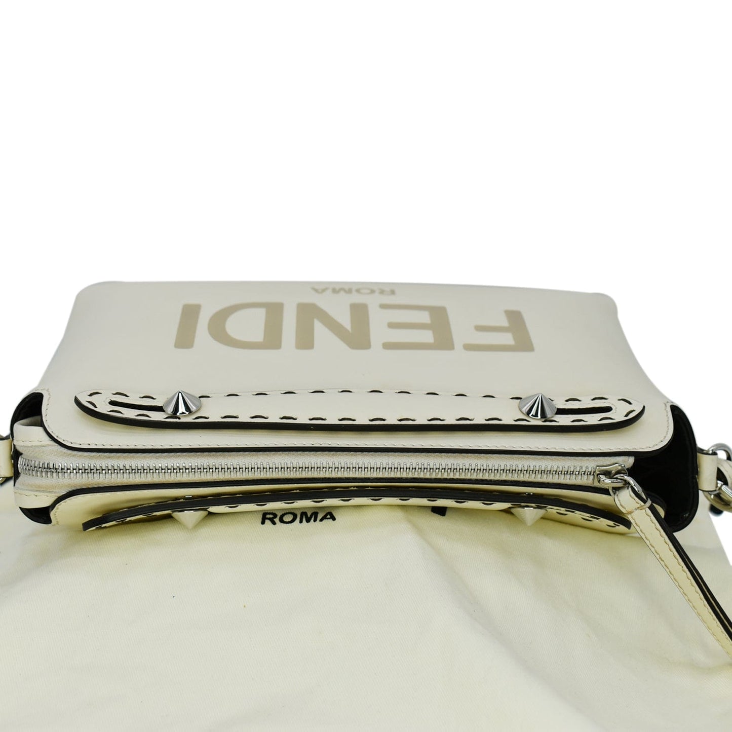 Fendi By The Way Boston Bag Leather White Shoulder Bag