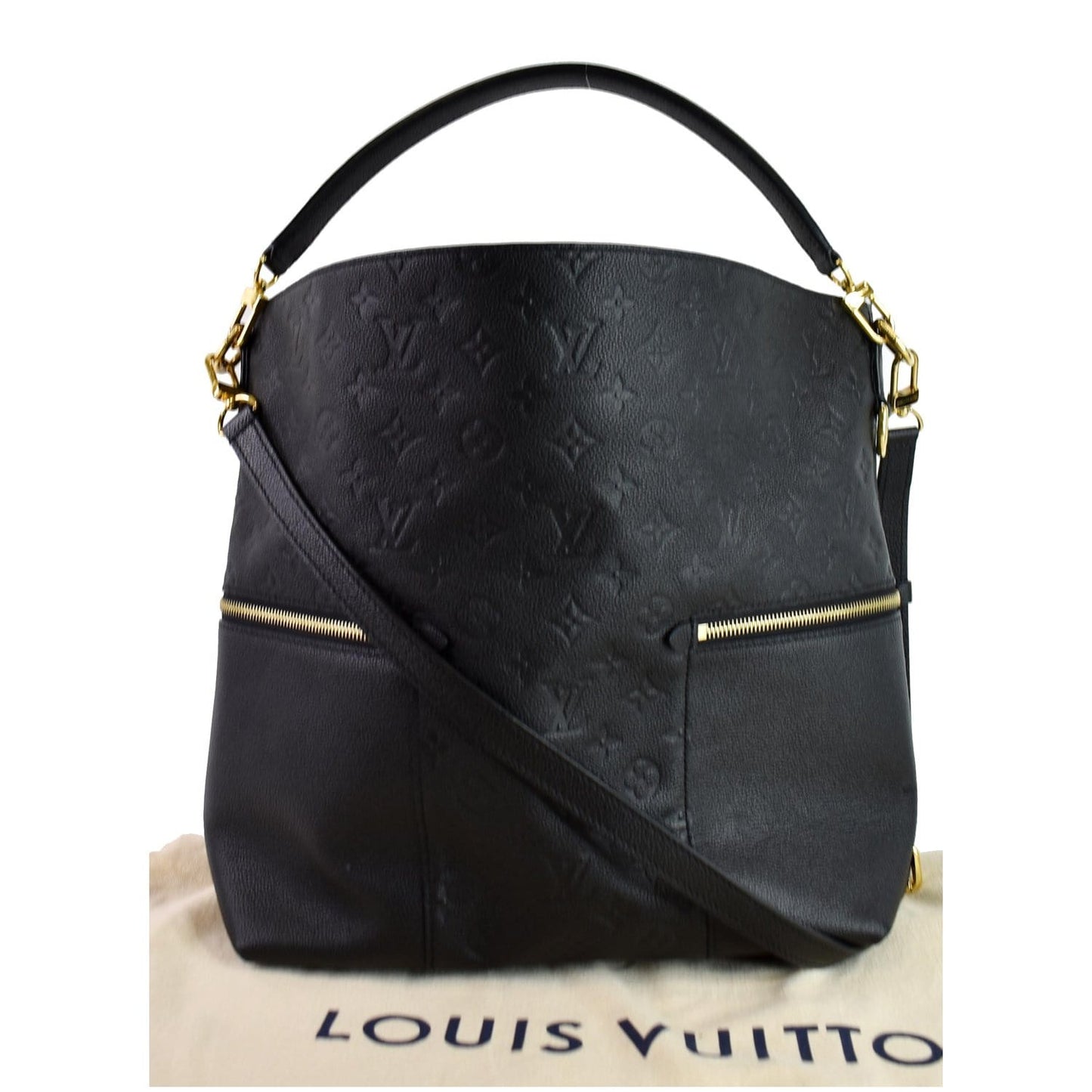 Louis Melie Empreinte Hobo Shoulder Bag Leather Black