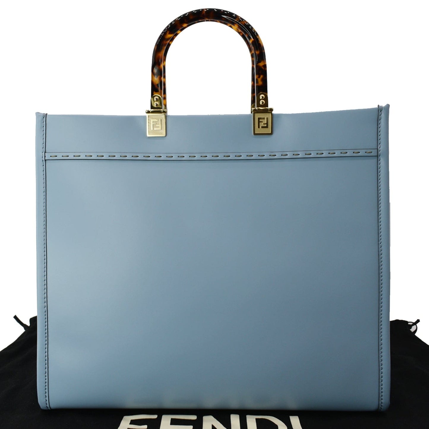 Fendi Sunshine Plexiglass Shopper Tote Bag Leather Blue
