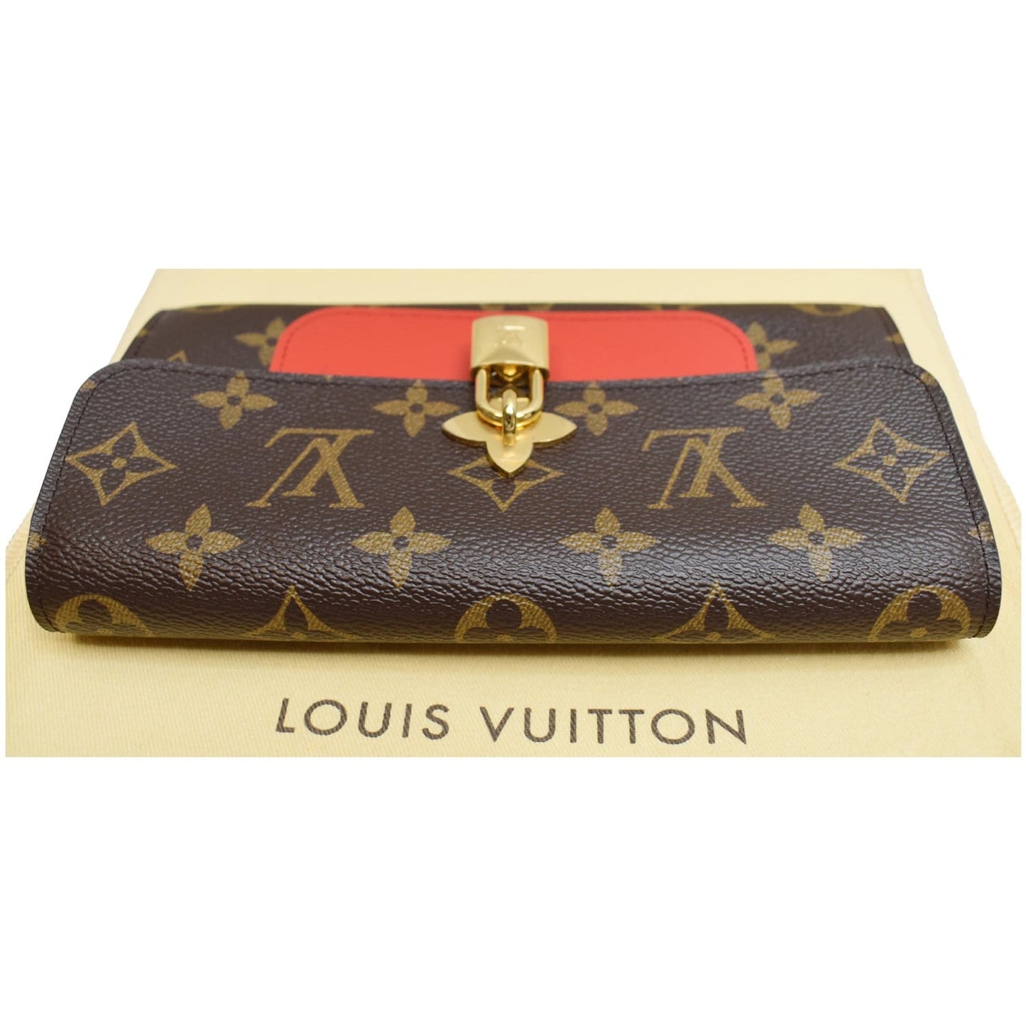 Louis Flower Lock Wallet Clutch Bag Canvas Monogram