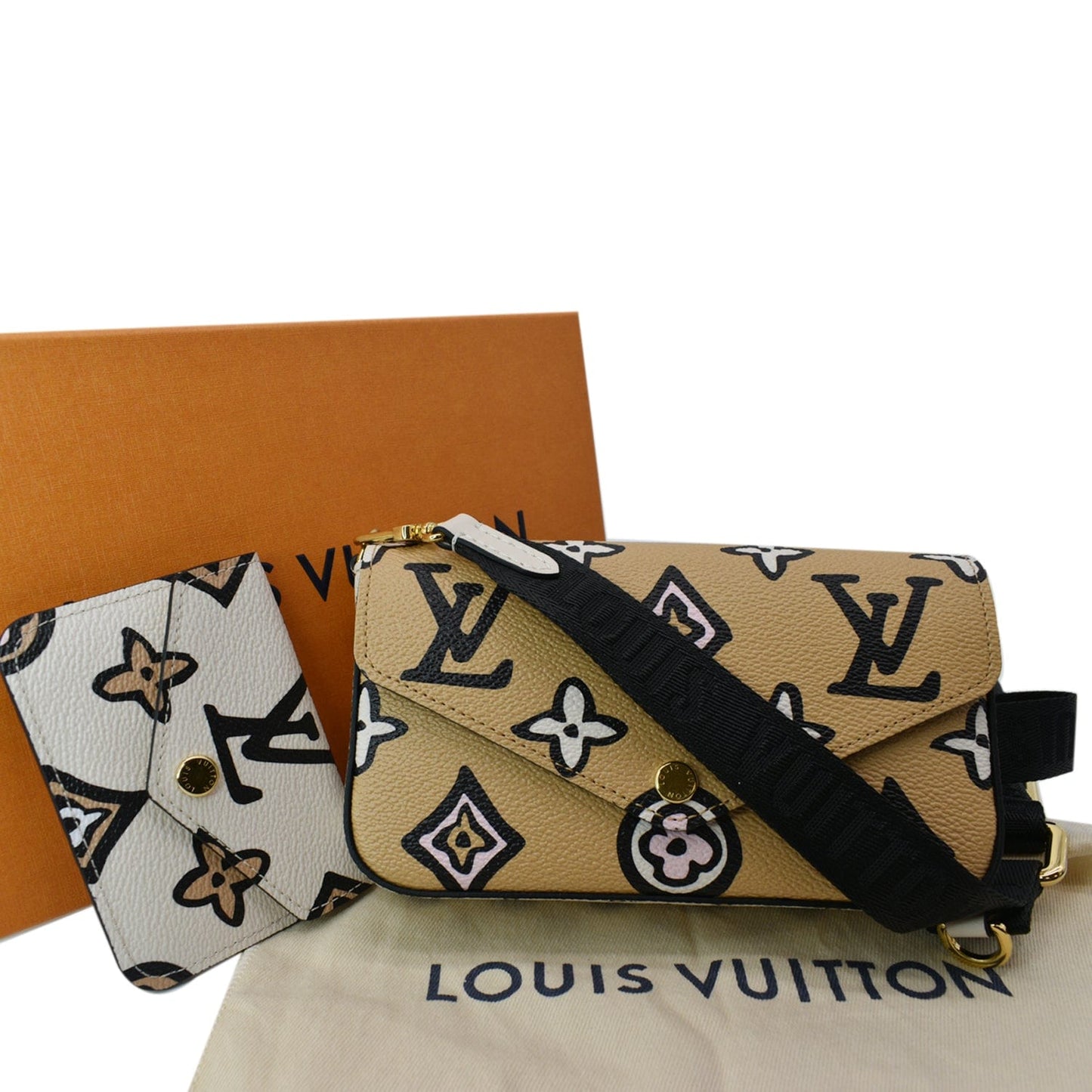 Louis Felicie Strap & Go Pochette Crossbody Canvas Monogram Crossbody Bag