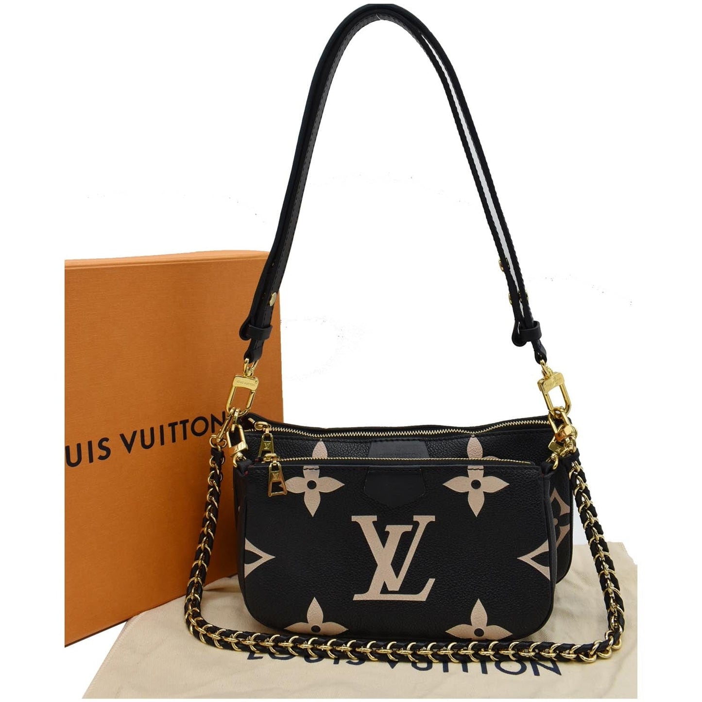 Louis Multi Pochette Empreinte Accessories Bag Bicolor Leather Shoulder Bag