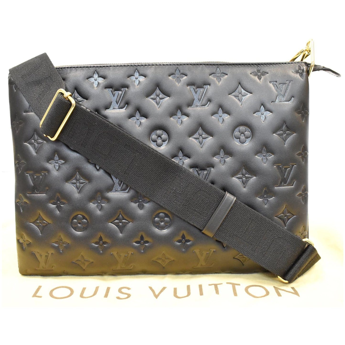 Louis Coussin Mm Embossed Shoulder Bag Monogram Black
