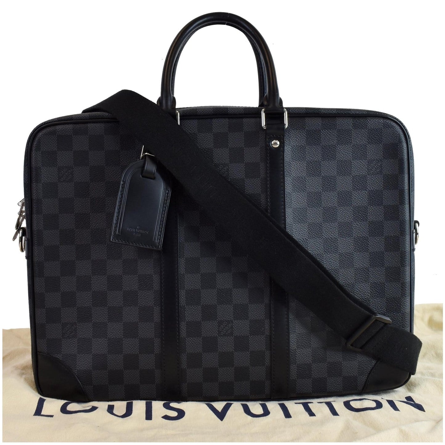 Louis Porte Documents Voyage Gm Damier Graphite Black Crossbody Bag
