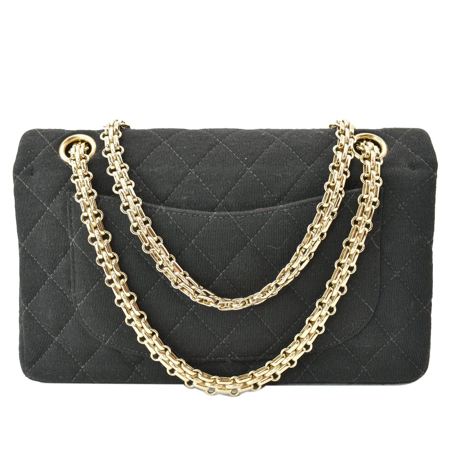 Chanel Classic Jersey Fabric Shoulder Bag Black Flap