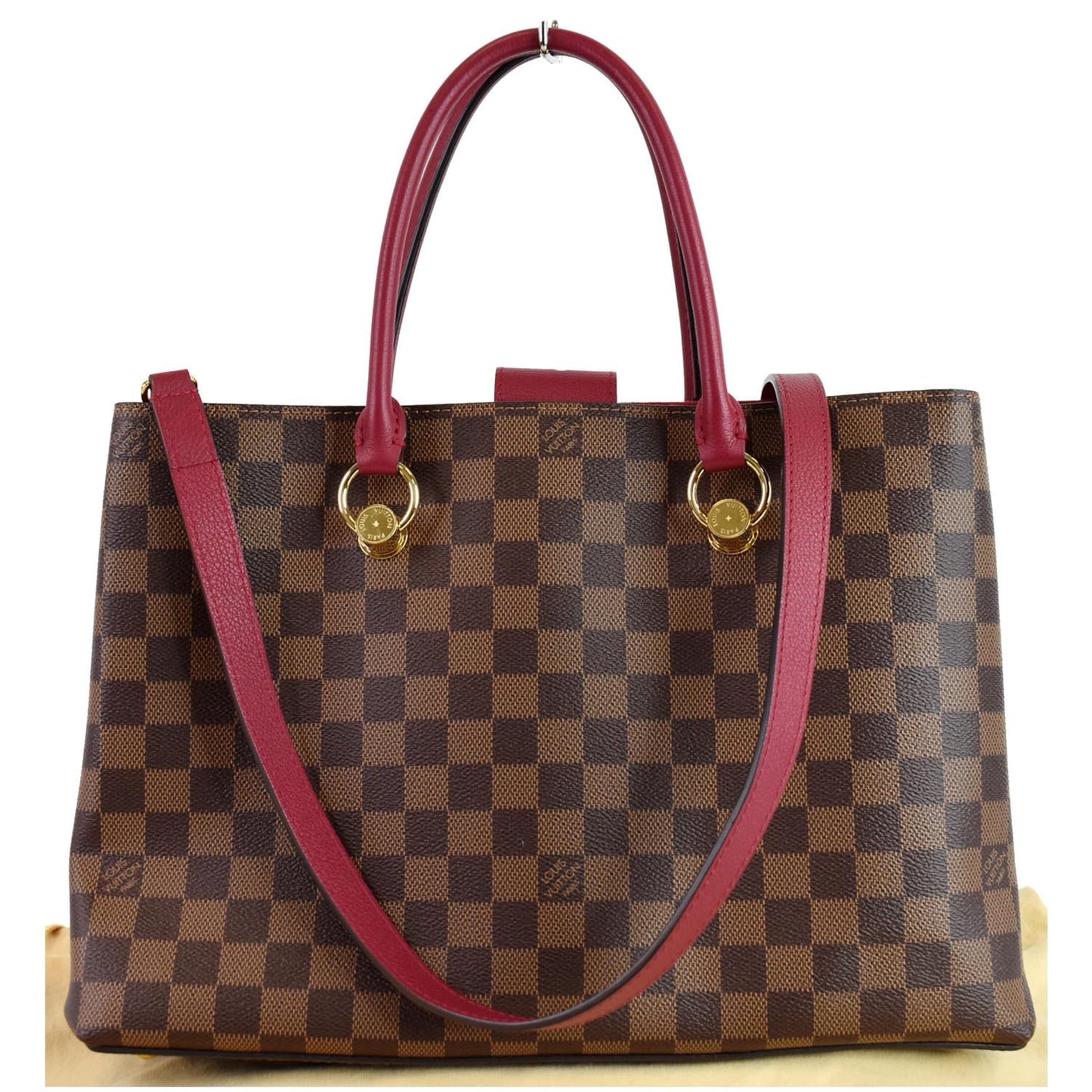 LV Louis Riverside Damier Ebene Shoulder Bag Red