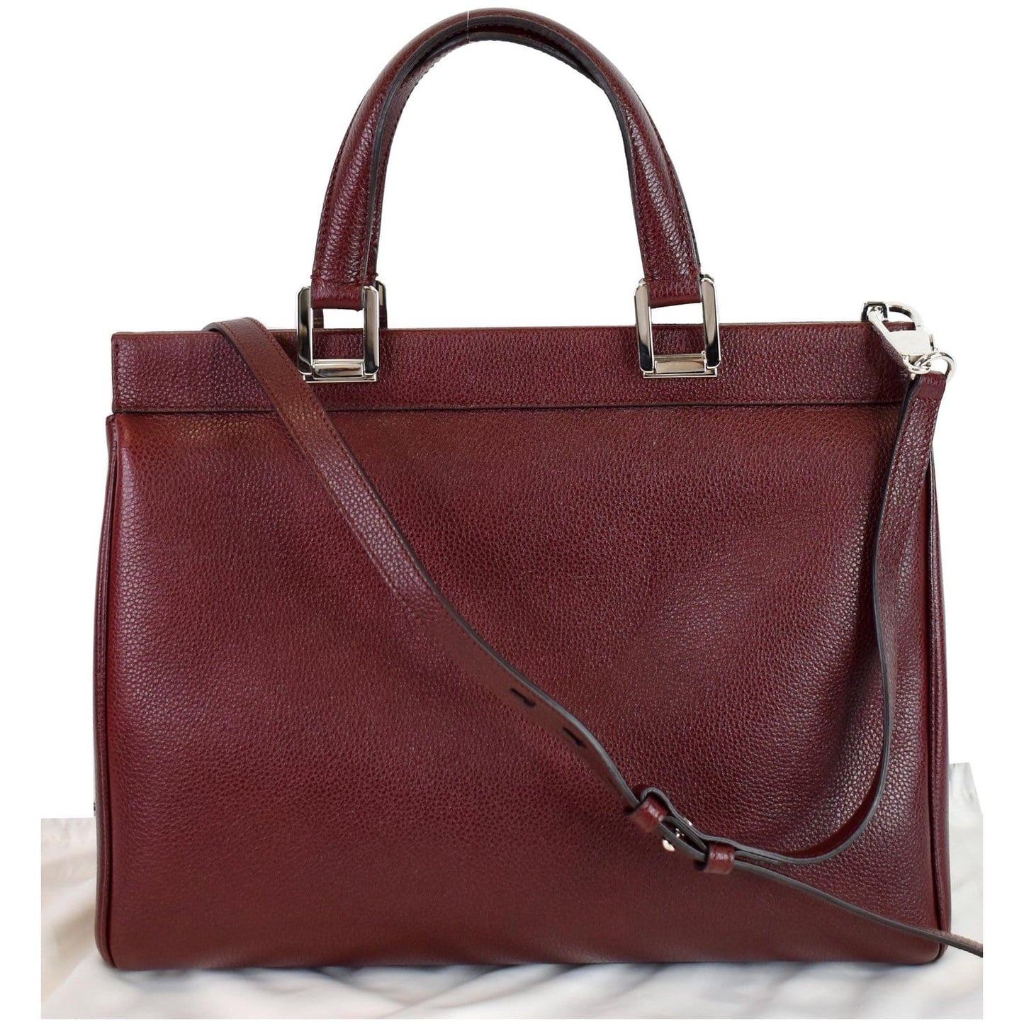 Gucci Zumi Grainy Top Handle Bag Burgundy Leather Medium Shoulder Bag
