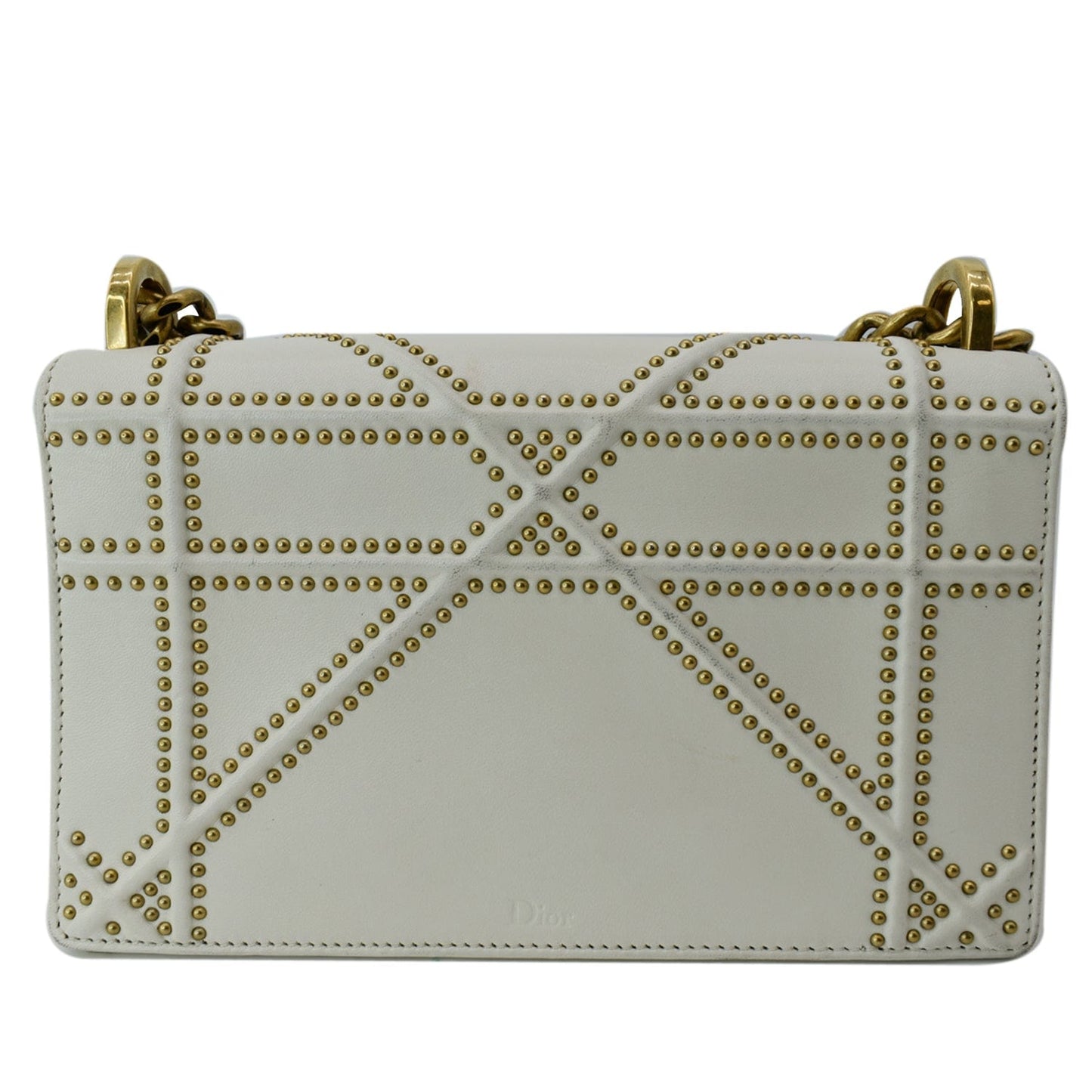 Dior ama Studded Flap Shoulder Bag Leather White
