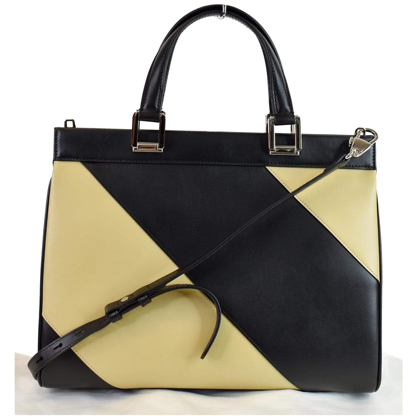 Gucci Zumi Diagonal Stripe Top Handle Bag Leather Beige Shoulder Bag