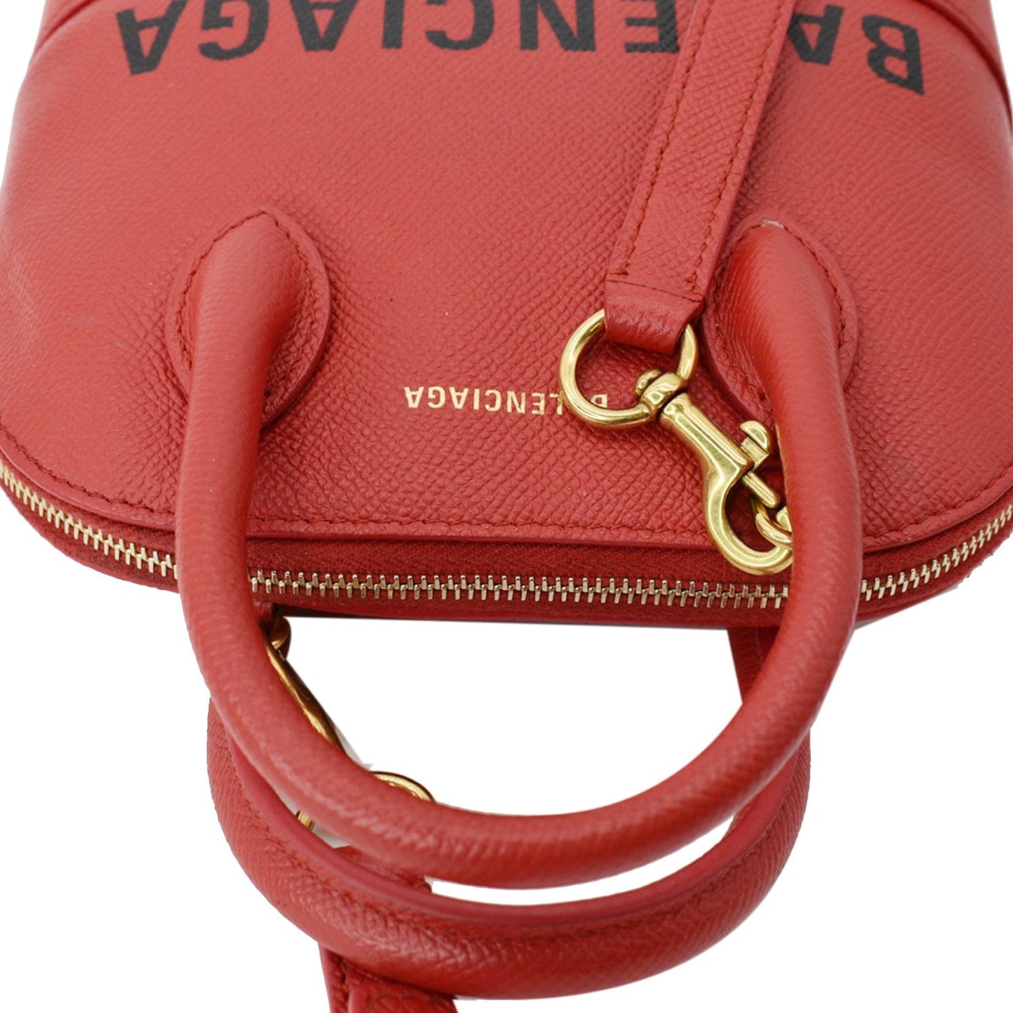 Balenciaga Ville Dome Top Handle Crossbody Bag Leather Red