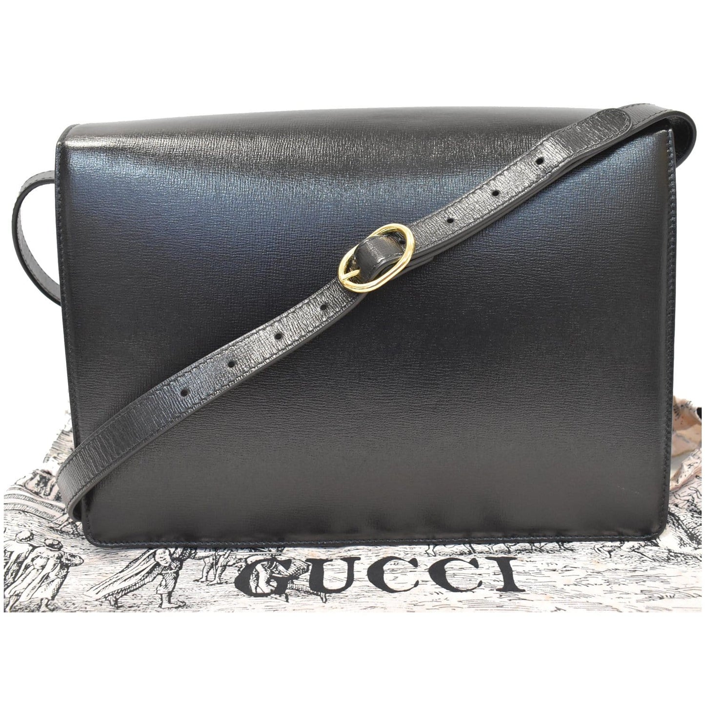 Gucci Pl Ue Shoulder Bag Leather Black