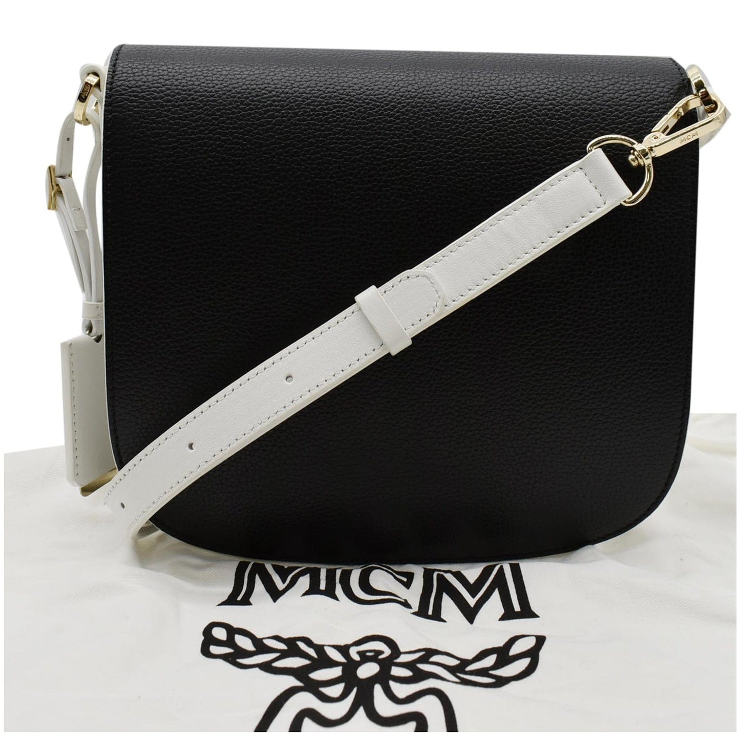 MCM Patricia Visetos Crossbody Bag Cognac Leather Small