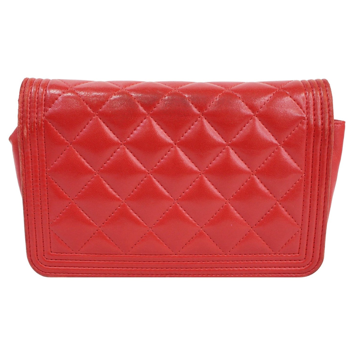 Chanel Boy Woc Lambskin Wallet On Clutch Bag Leather Red Crossbody Bag