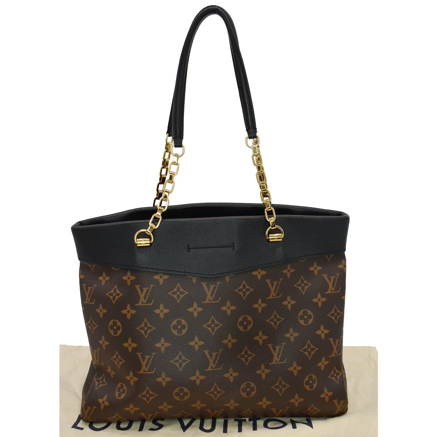 Louis Pallas Chain Shopper Bag Canvas Monogram Shoulder Bag