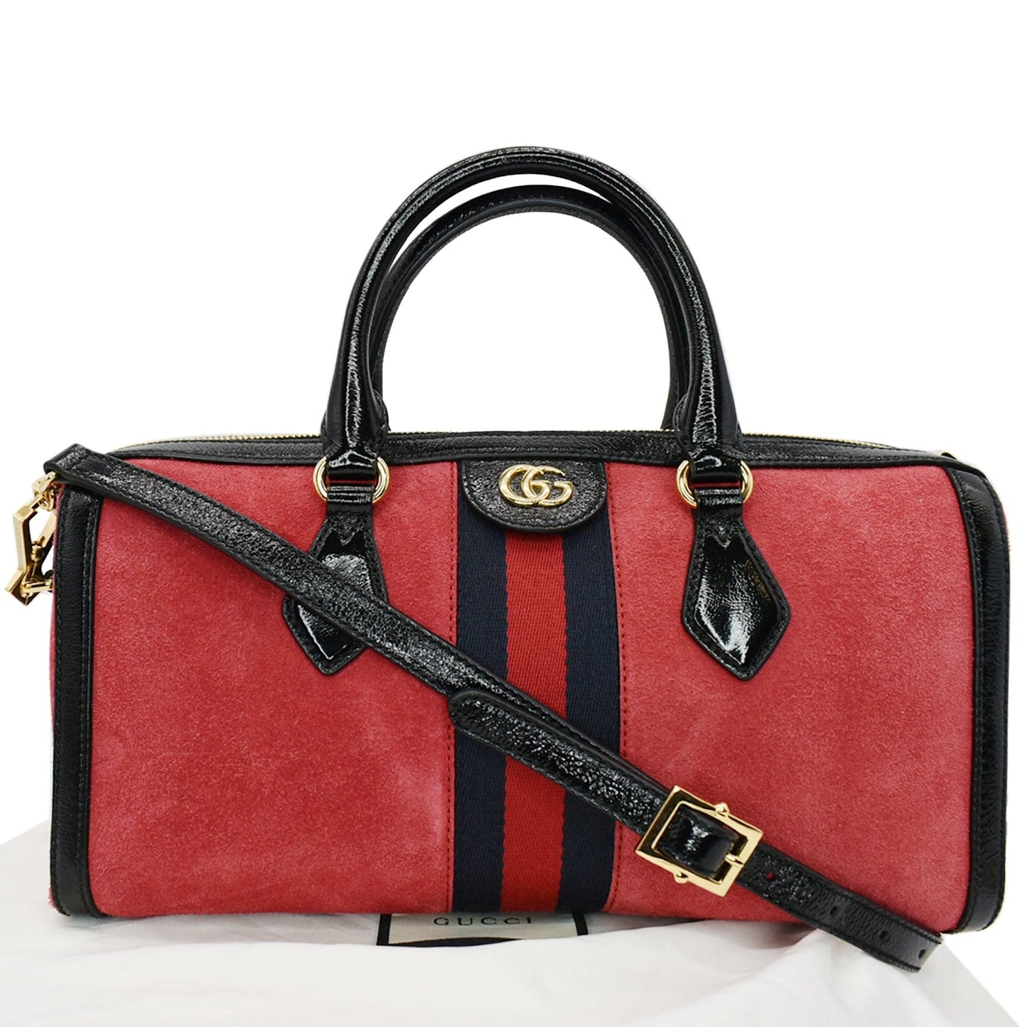 Gucci Ophidia Top Handle Boston Bag Suede Red Travel Bag