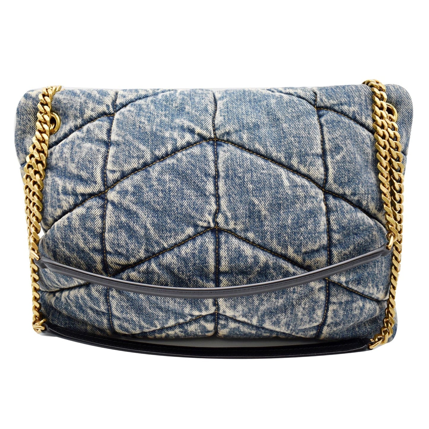 YSL Saint Laurent Saint Puffer Medium Shoulder Bag Canvas Denim