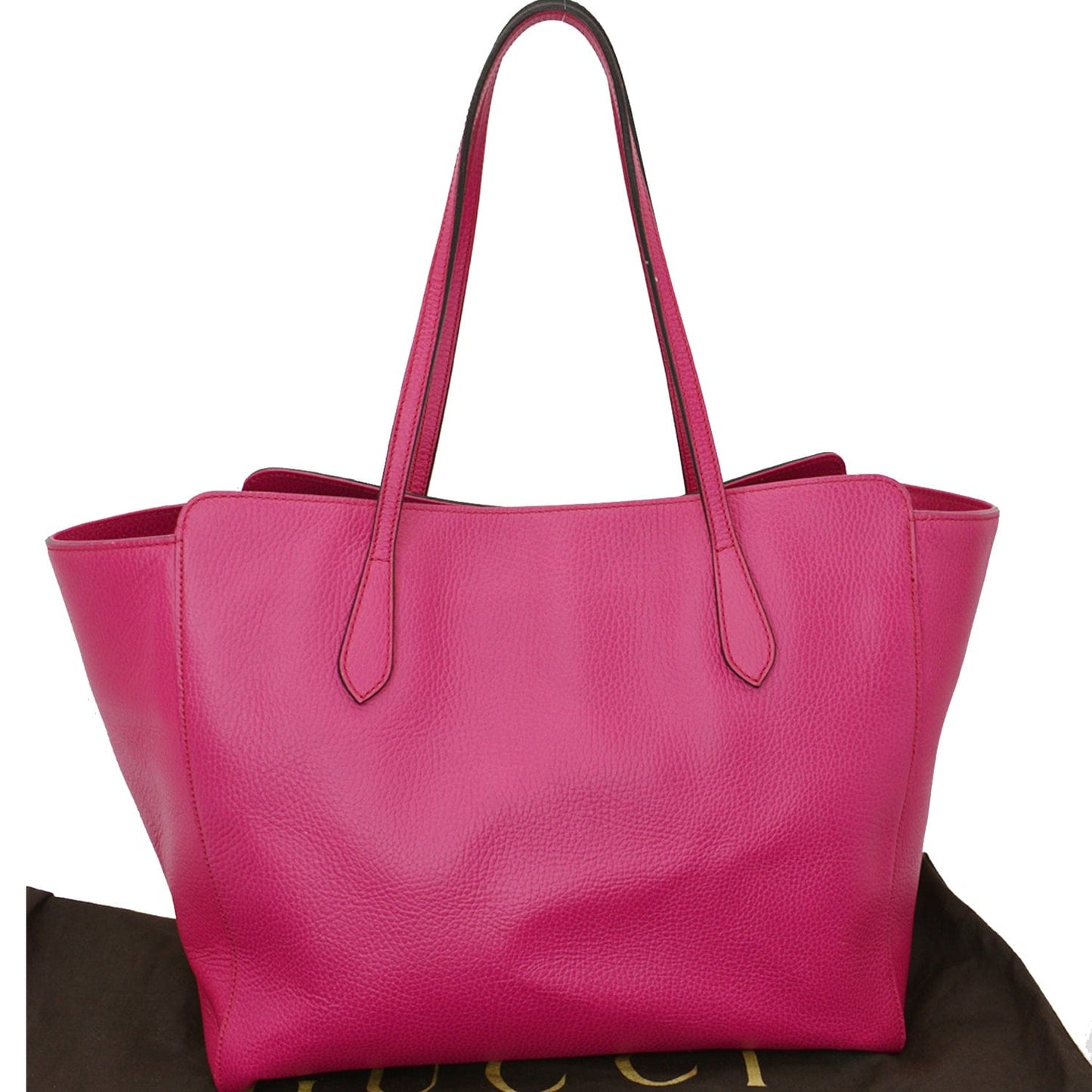 Gucci Swing Pebbled Tote Bag Leather Pink