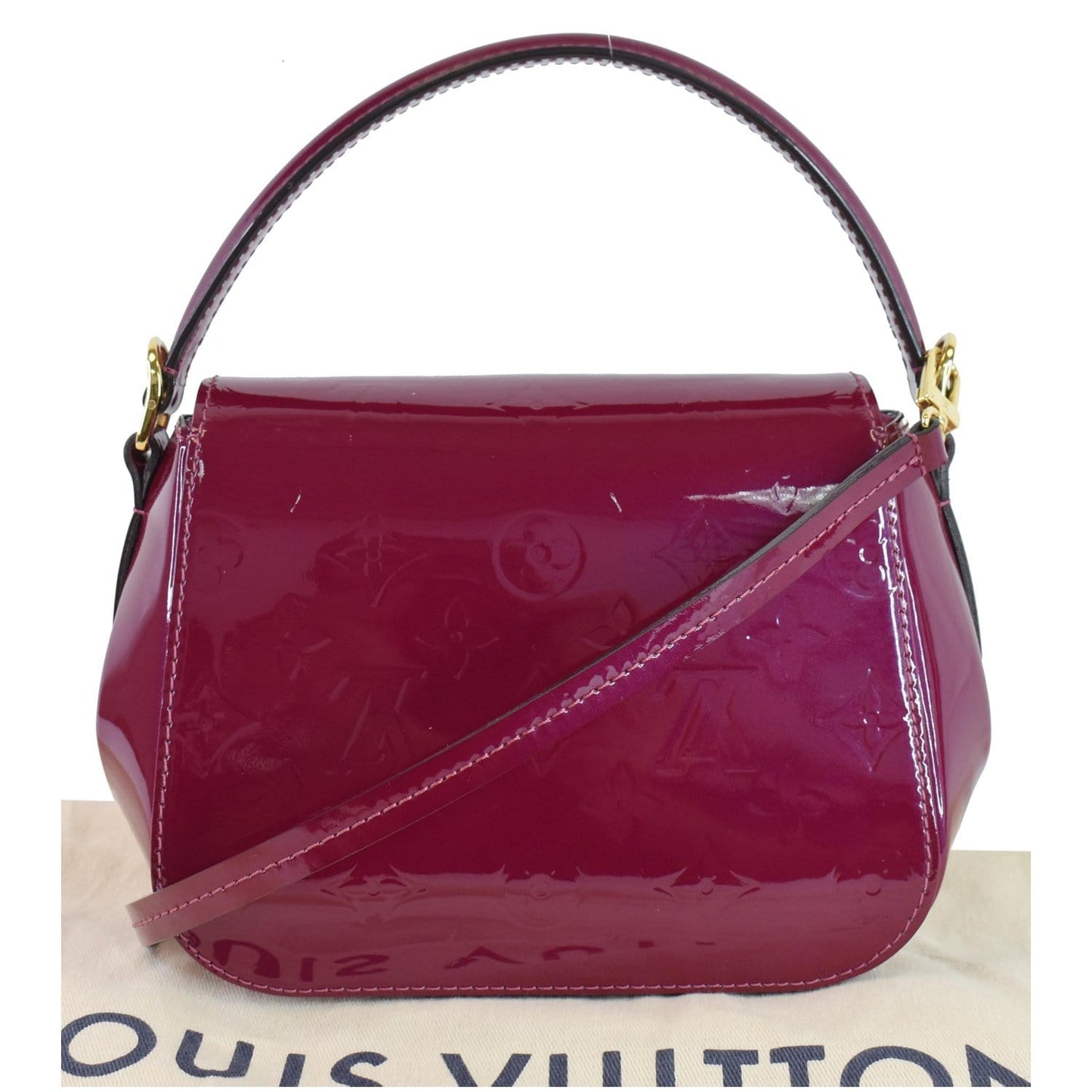 Louis Pasadena Vernis Patent Shoulder Bag Magenta Leather