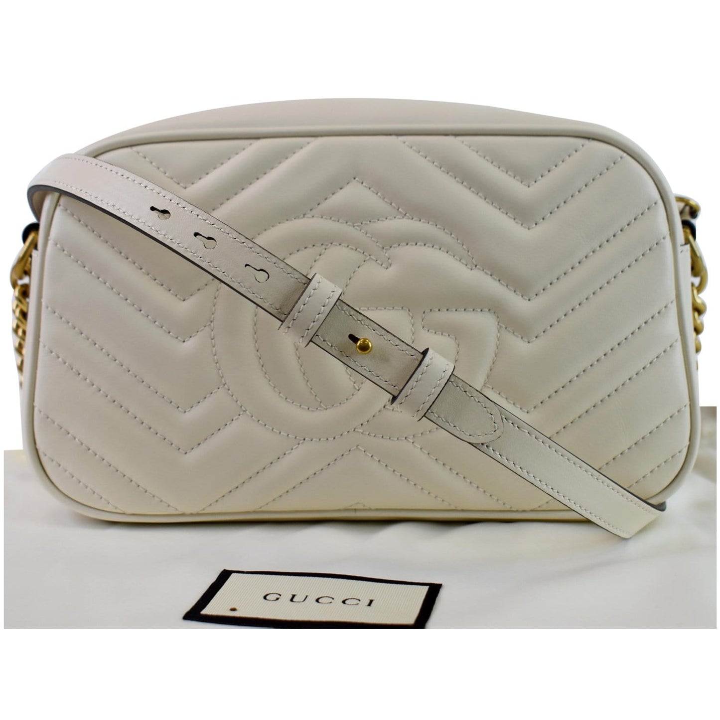 Gucci Marmont Small Crossbody Bag Leather Matelasse White 447632