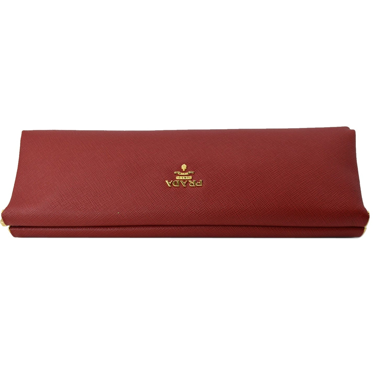 Prada East West Frame Saffiano Clutch Bag Leather Red