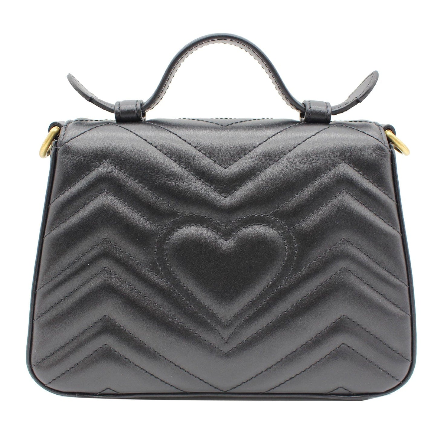 Gucci Marmont Top Handle Shoulder Bag Leather Black Black 547260