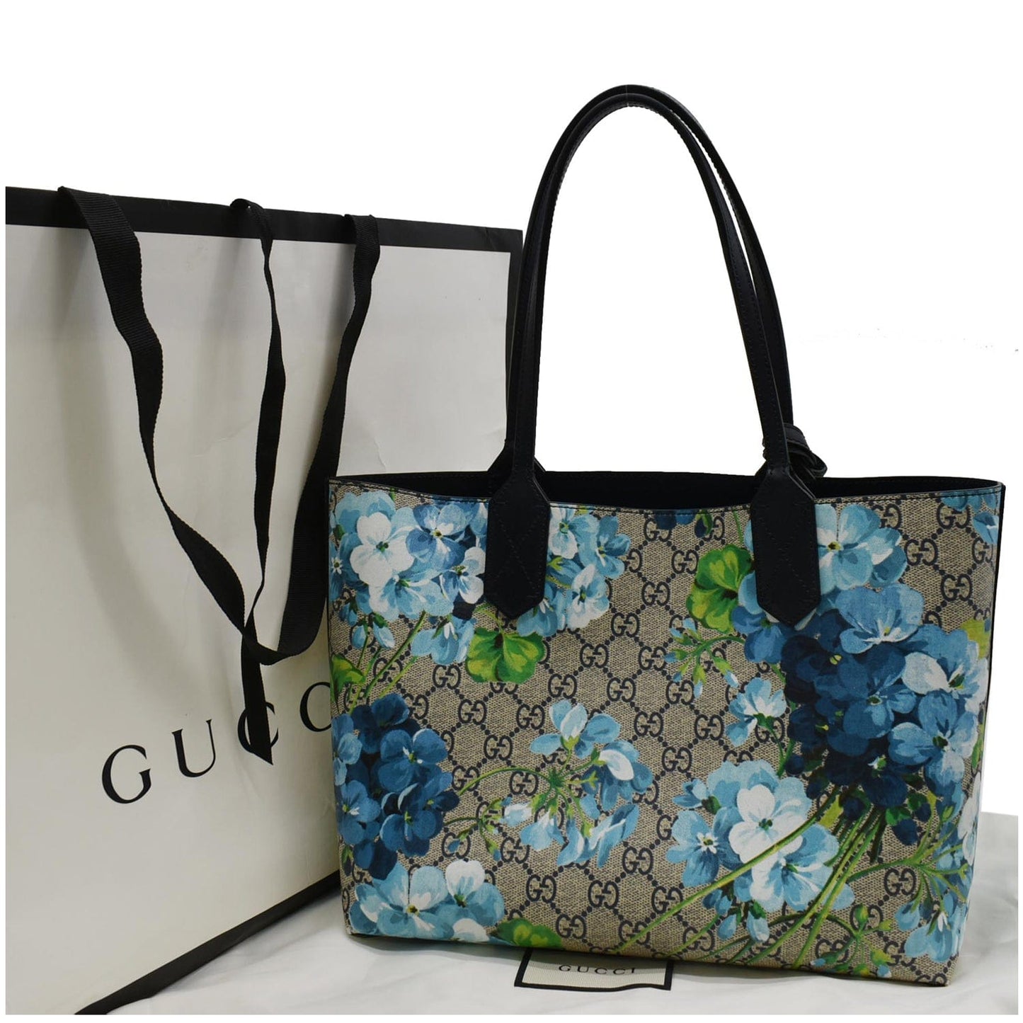 Gucci Blooms Reversible Print Floral Supreme Tote Bag Blue