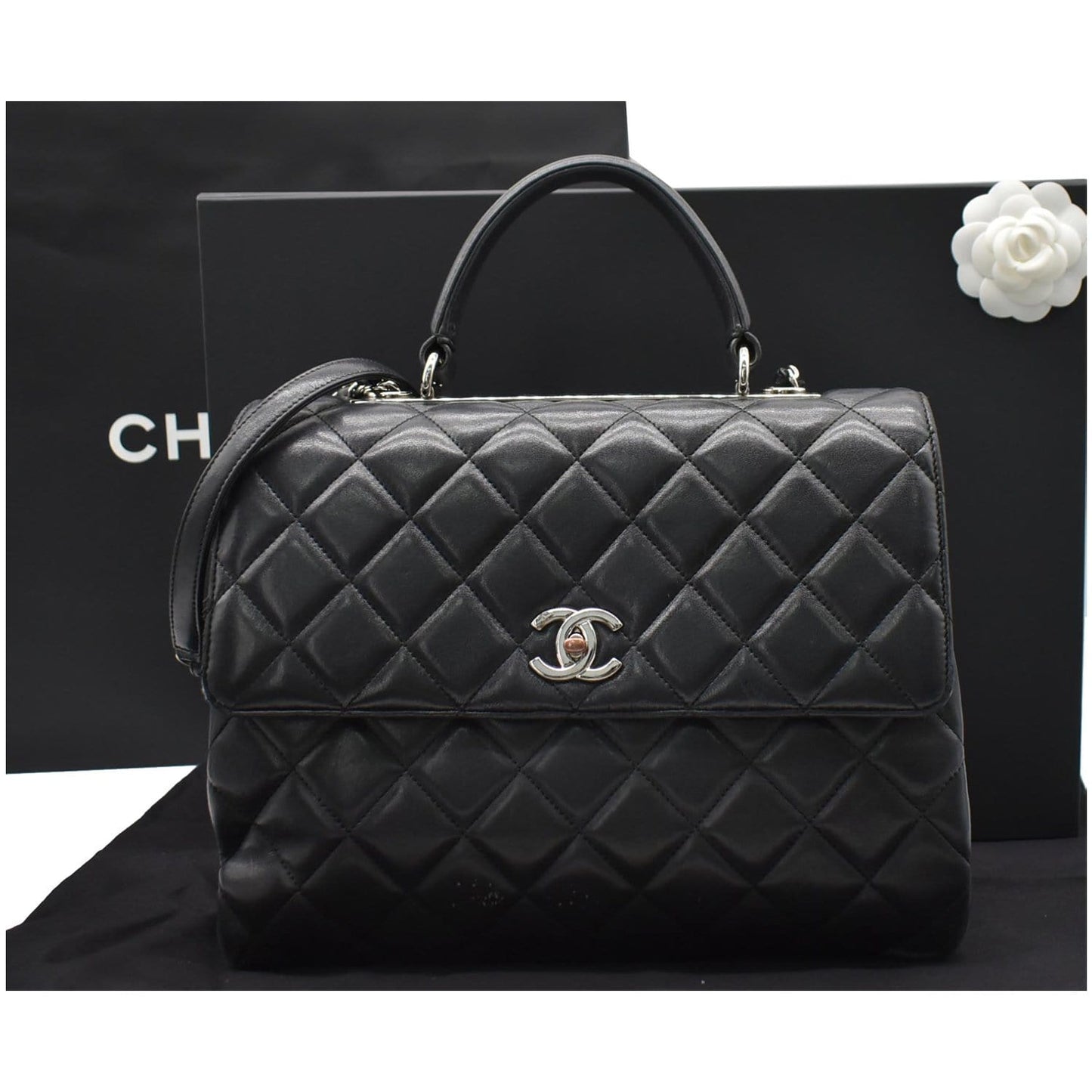 Chanel Trendy Cc Large Flap Shoulder Bag Leather Quilted