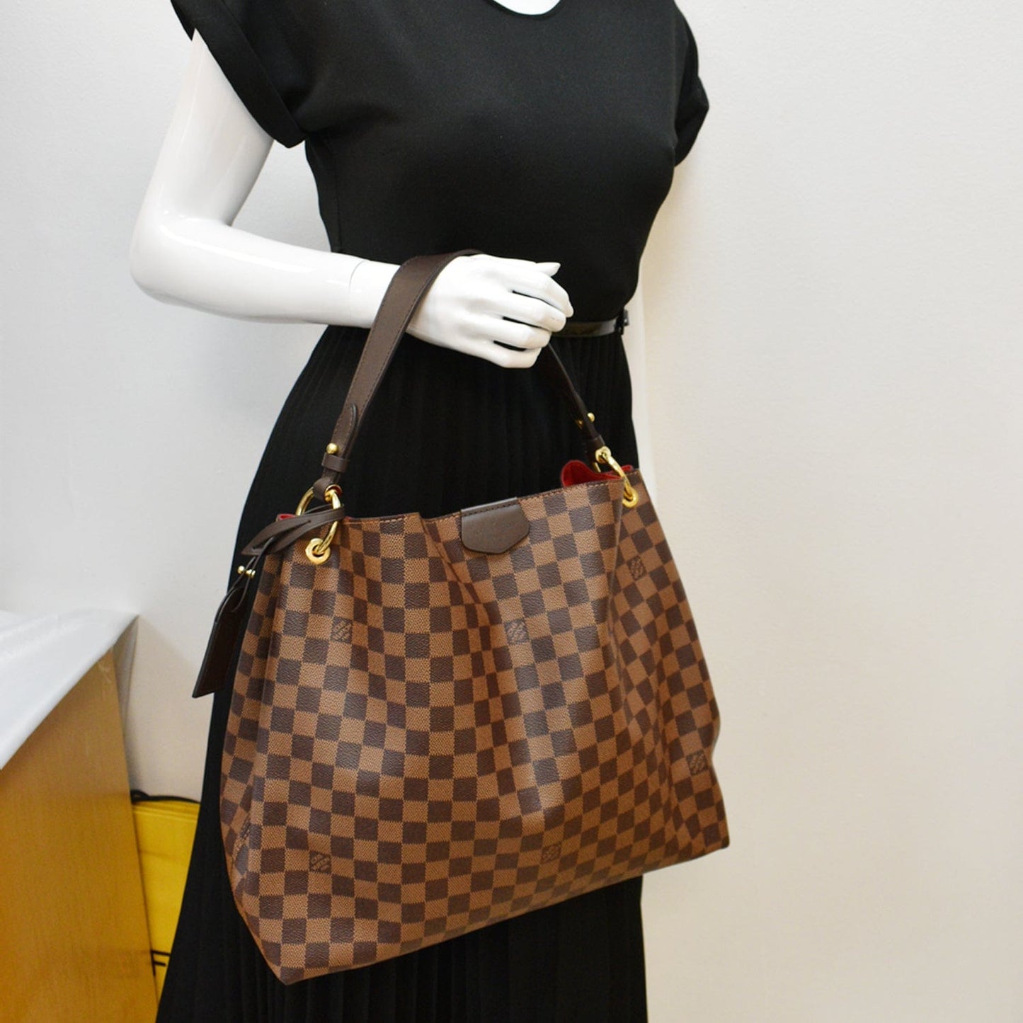 Louis Graceful Mm Damier Ebene Shoulder Bag Brown
